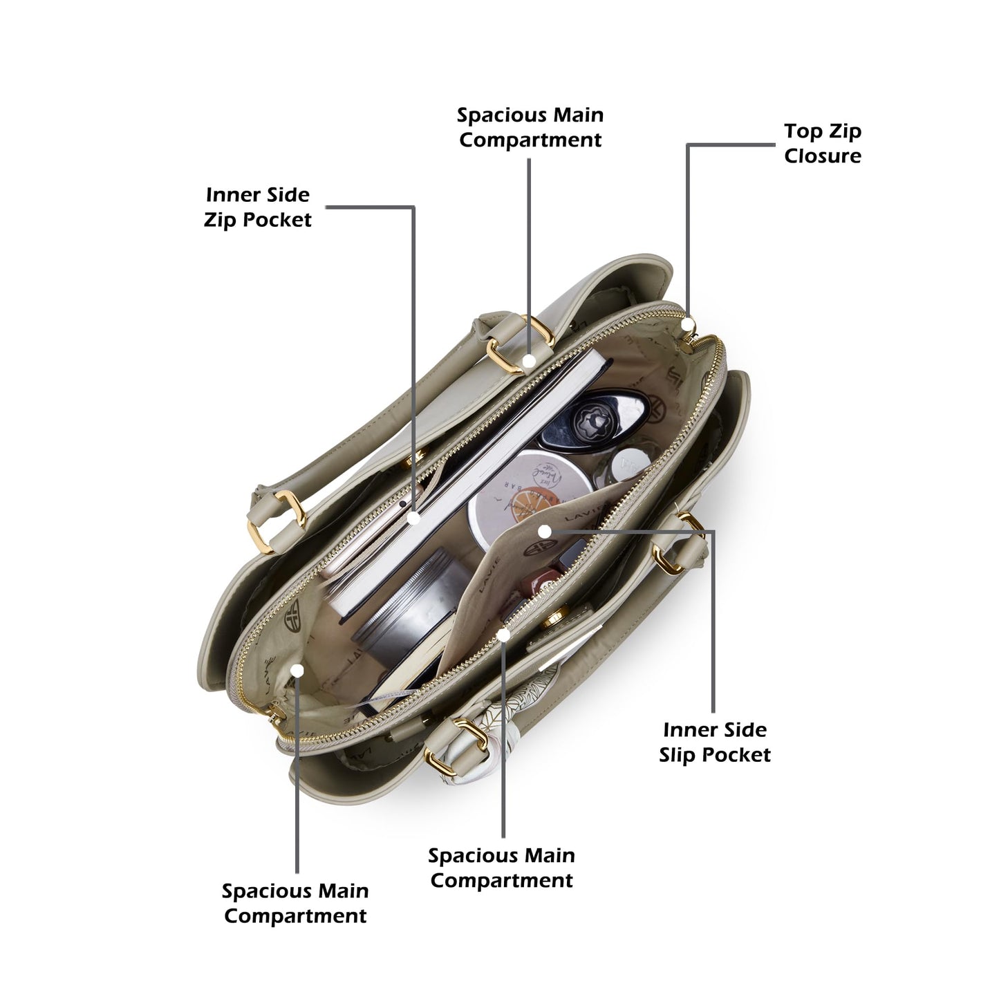 Lavie Signature Women's Omaha 3C Satchel Handbag | Satchel Bag for Work | Ladies Purse | Stylish Shoulder Bag | Gift For Women