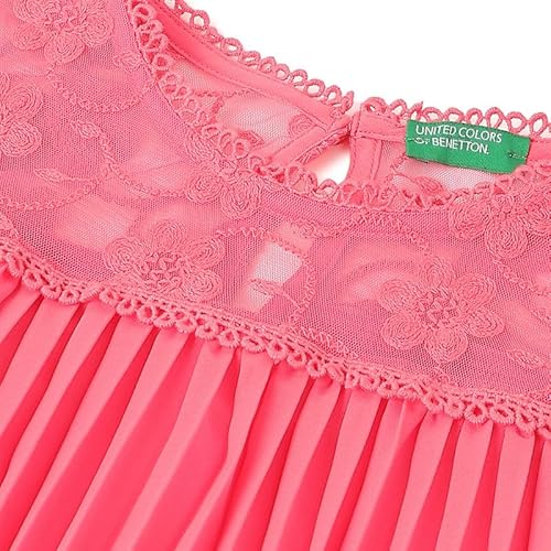 United Colors of Benetton Regular Fit Round Neck Lace Perma Pleat Dress