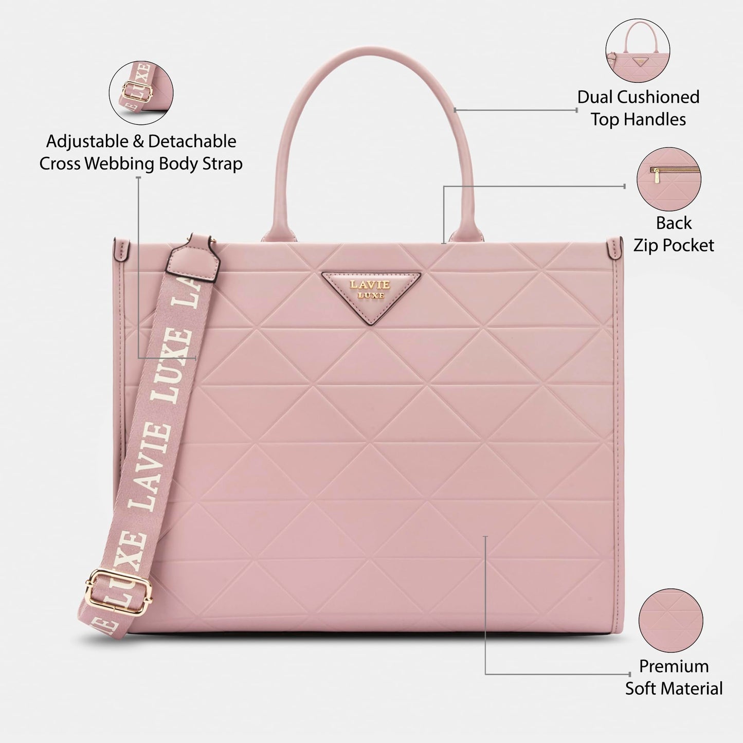 Lavie Luxe Mona25 Box Satchel Bag for Women | Satchel Handbag for Work | Ladies purse | Stylish Shoulder Bag | Gift for Women