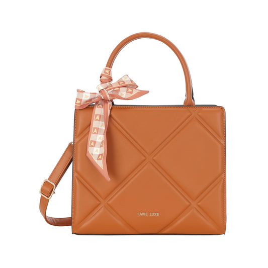 Lavie Luxe Women's Quare25 Medium Debossed Satchel Handbag for Women | Satchel Bag for Work | Ladies purse | Stylish Shoulder Bag | Gift for Women