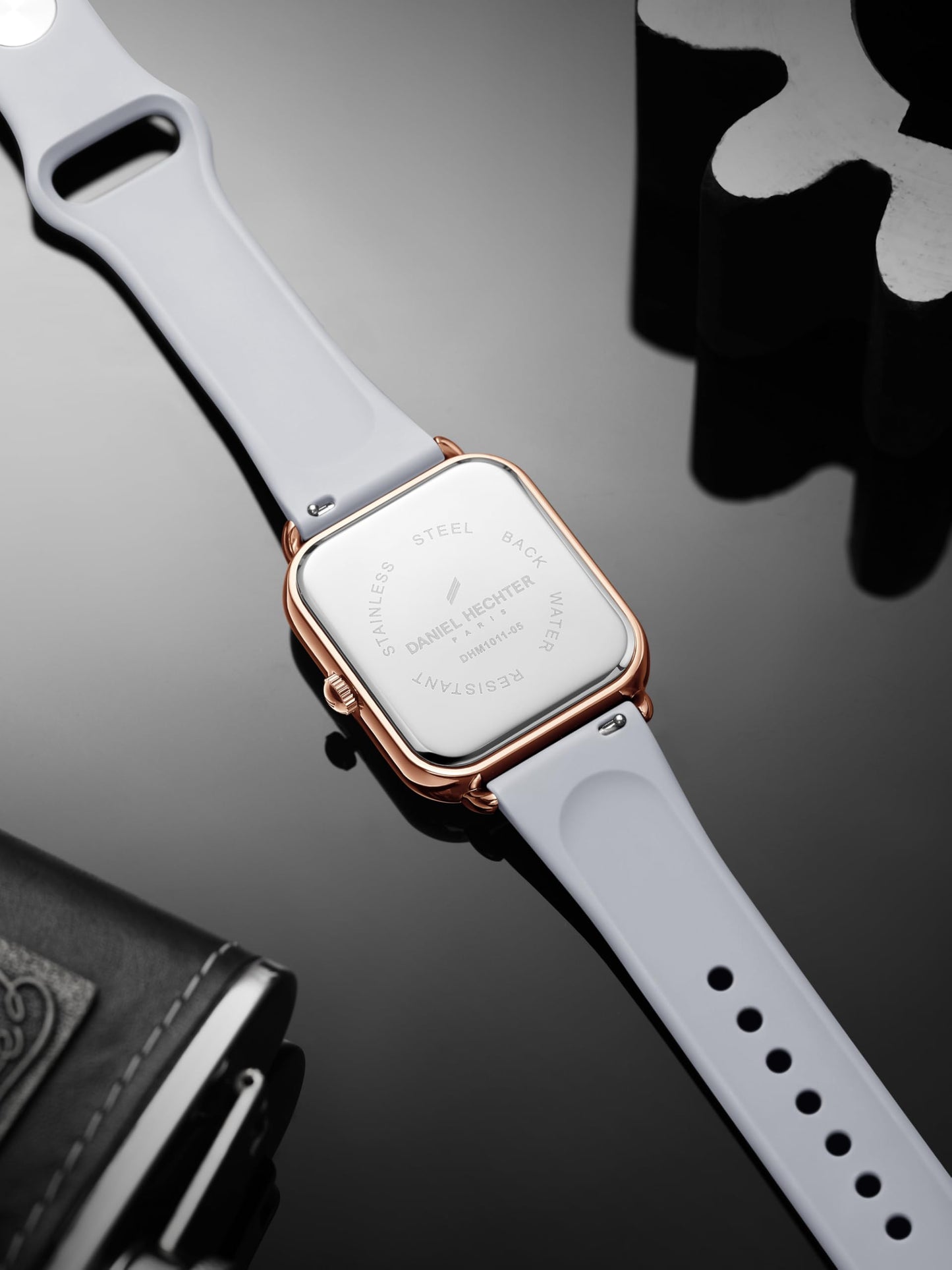 Daniel Hechter Paris Montmartre Collection Square Dial Watch for Men with Stylish Silicone Strap, Water Resistant & Quartz Movement-DHM1011 (Grey)