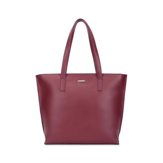 Fastrack Carrycore Tote | Cherry Red Faux-Leather Women's Bag | Spacious Tote Bag with Zipper Closure & Utility Pockets For Daily Carry | Eligible For 14" Laptop