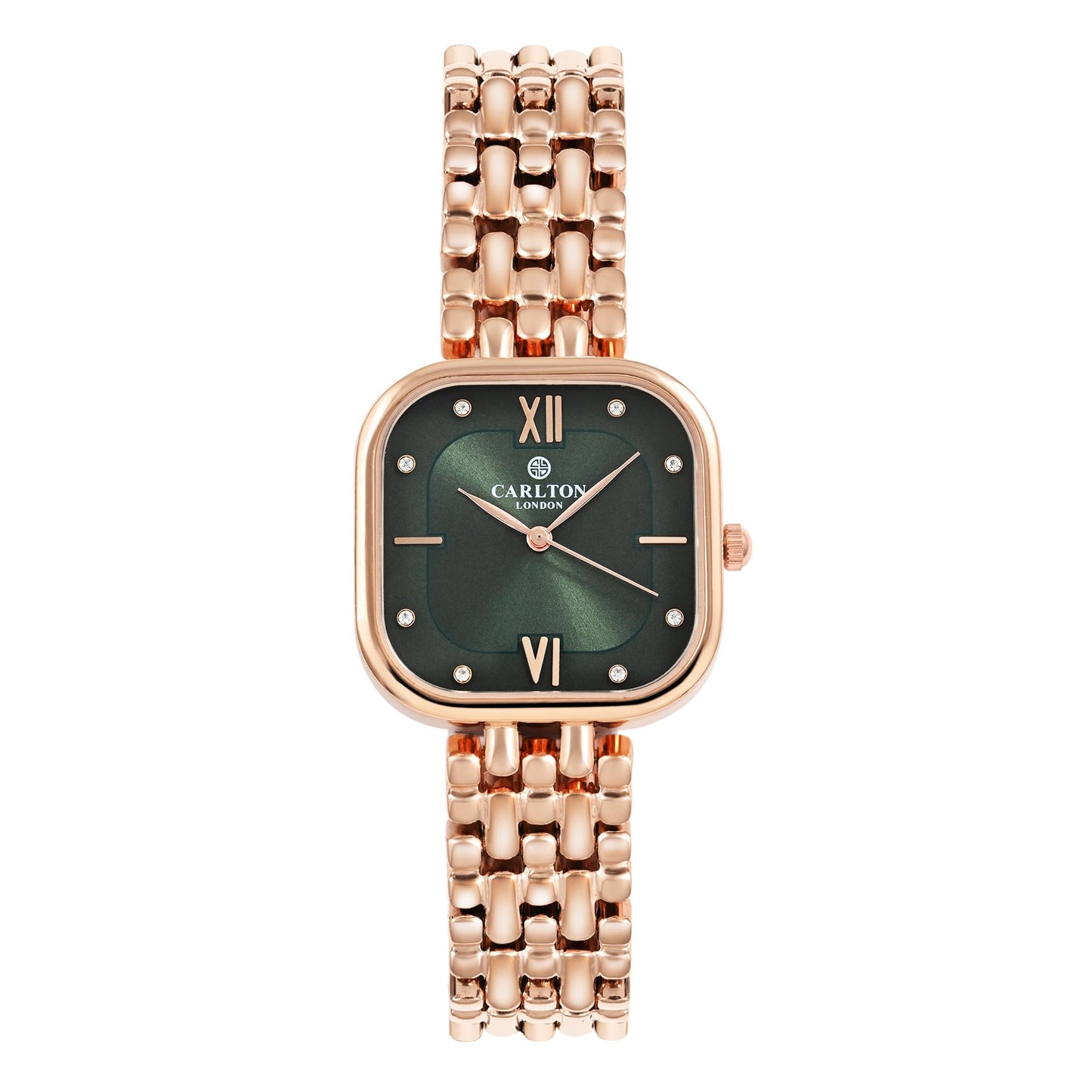 Carlton London Women Stainless Steel Analog Watch | Gold-Green Waterproof Watches for Women Girls Ladies | Fashionable Trendy Quartz Movement Wrist Watch - CLSSCDGRN