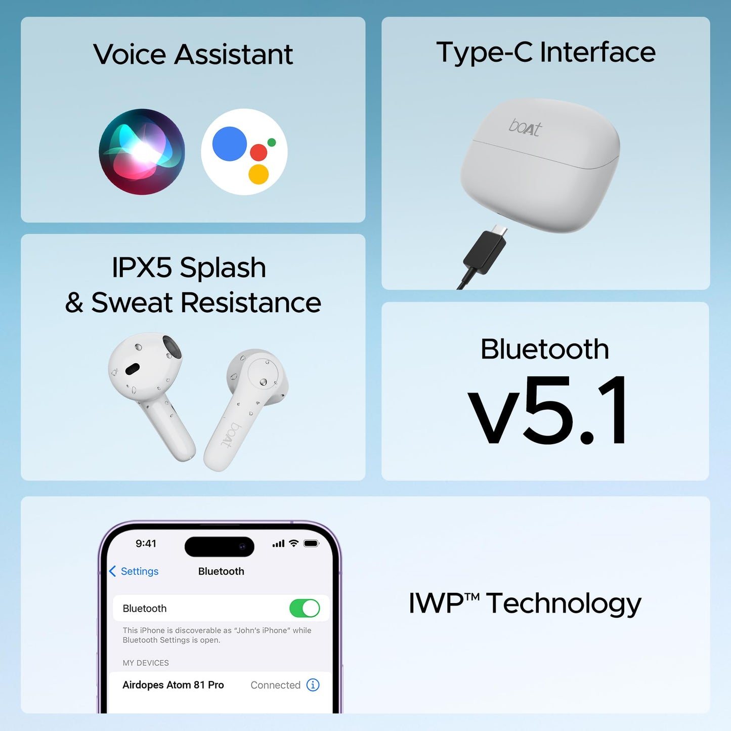 boAt Airdopes Atom 81 Pro, 100Hrs Battery, 4Mics ENx Tech, 50ms Low Latency, 13mm Drivers, Fast Charge, IPX5, v5.1 Bluetooth Earbuds, TWS Ear Buds Wireless Earphones with mic (Ivory Elegance)