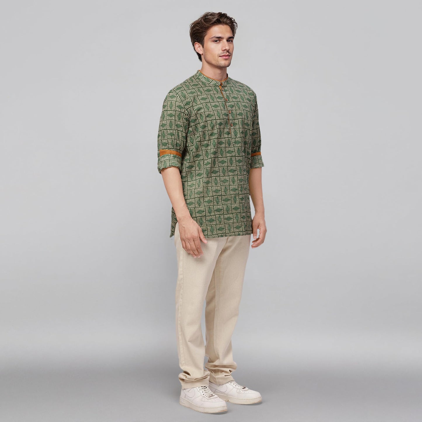 Raymond Ethnix Mens Dark Green Short Kurta