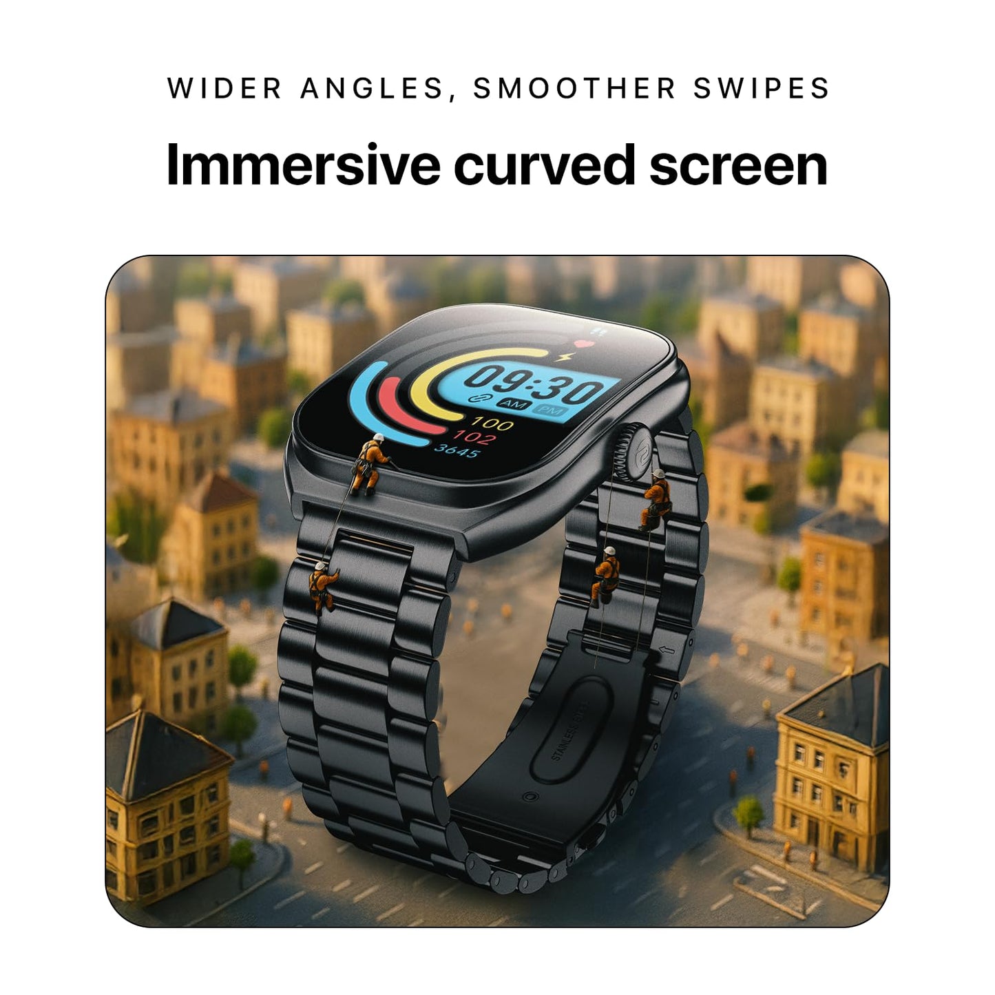 Noise Icon Arc 2.01" Immersive Curved Display Smartwatch, 10-Day Battery, 1ATM Water Resistant, Functional Crown, 100+ Sports Modes, Health Suite™, Voice Assistant, Built-in Games (Space Blue)