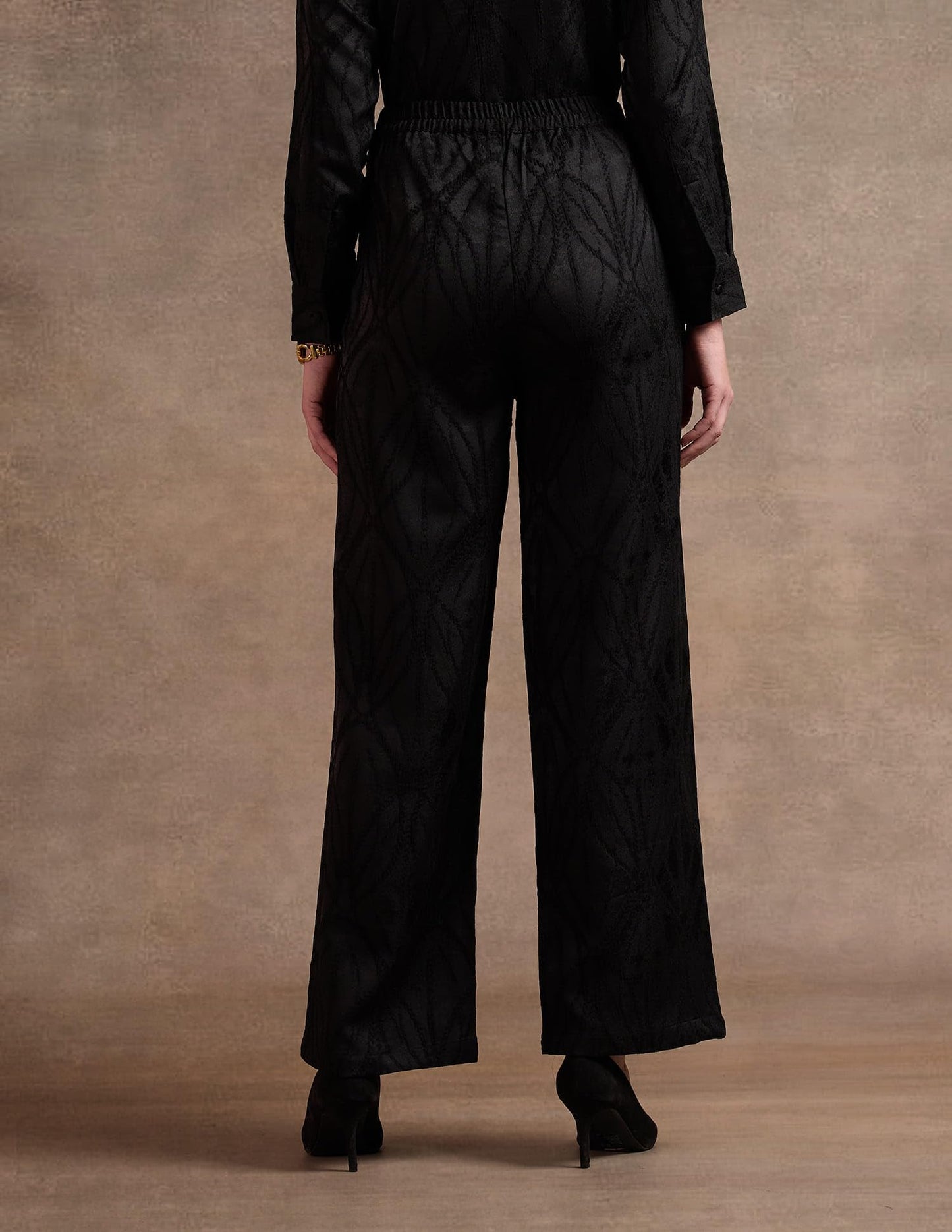 U.S. POLO ASSN. High Rise Wide Leg Trousers (UWAW24TRO117_Black_28)
