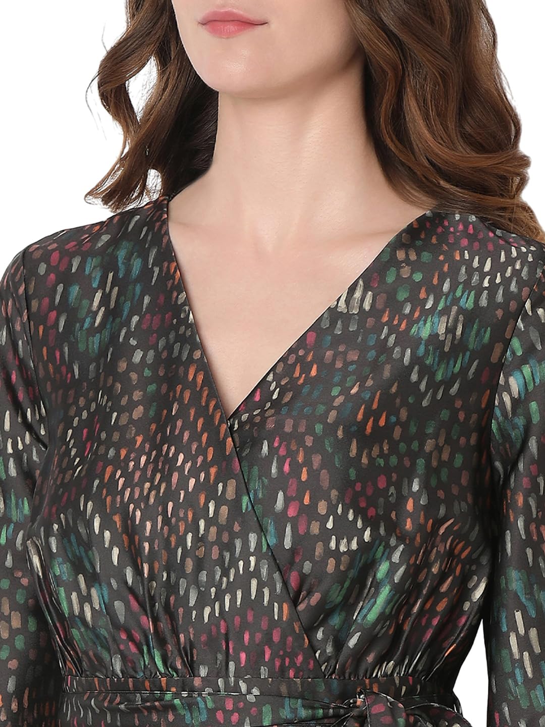 VERO MODA Women's Polyester Fit and Flare Midi Dress (9010805- Black