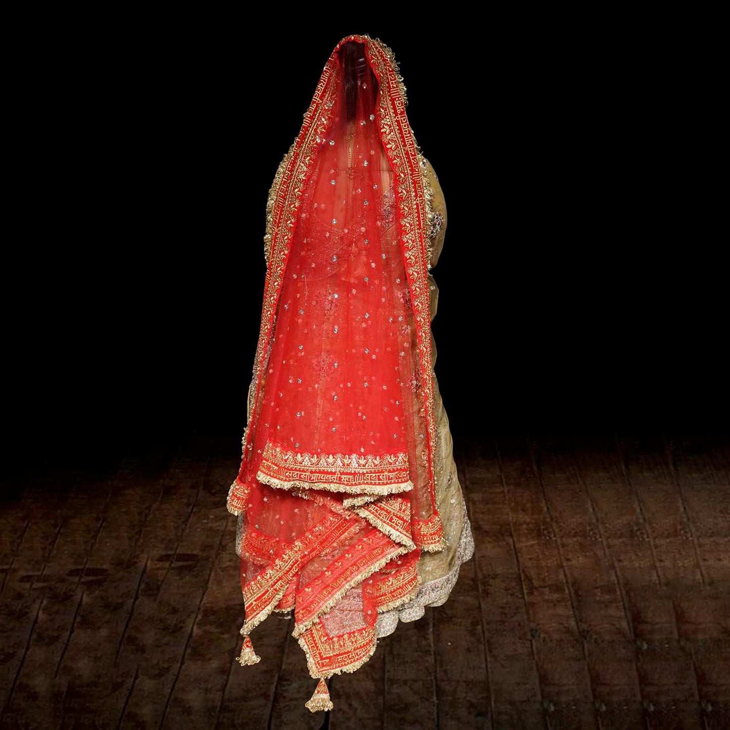 kaevion 2.5M Red Net Sada Saubhagyawati Bhav Bridal Wedding Dupatta With Sequins lace | Bridal Women's Net Dupatta | Traditional Dulhan Entry Chunni | Designer Contrast Dupatta for Lehenga Saree