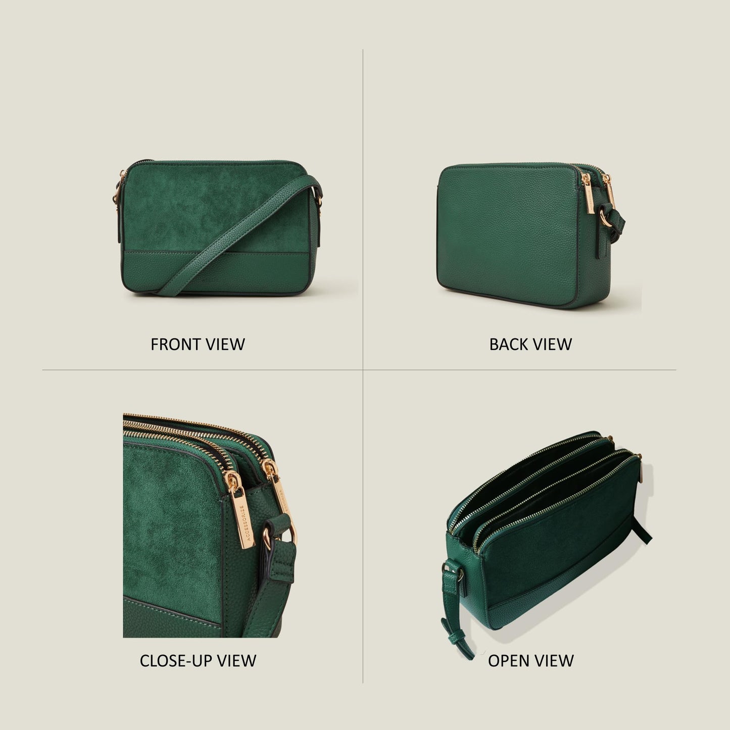 Accessorize London Women's Green Suede Sling Bag| crossbody bag for women stylish|Ladies Adjustable Strap sling bag |Shoulder bag for woman