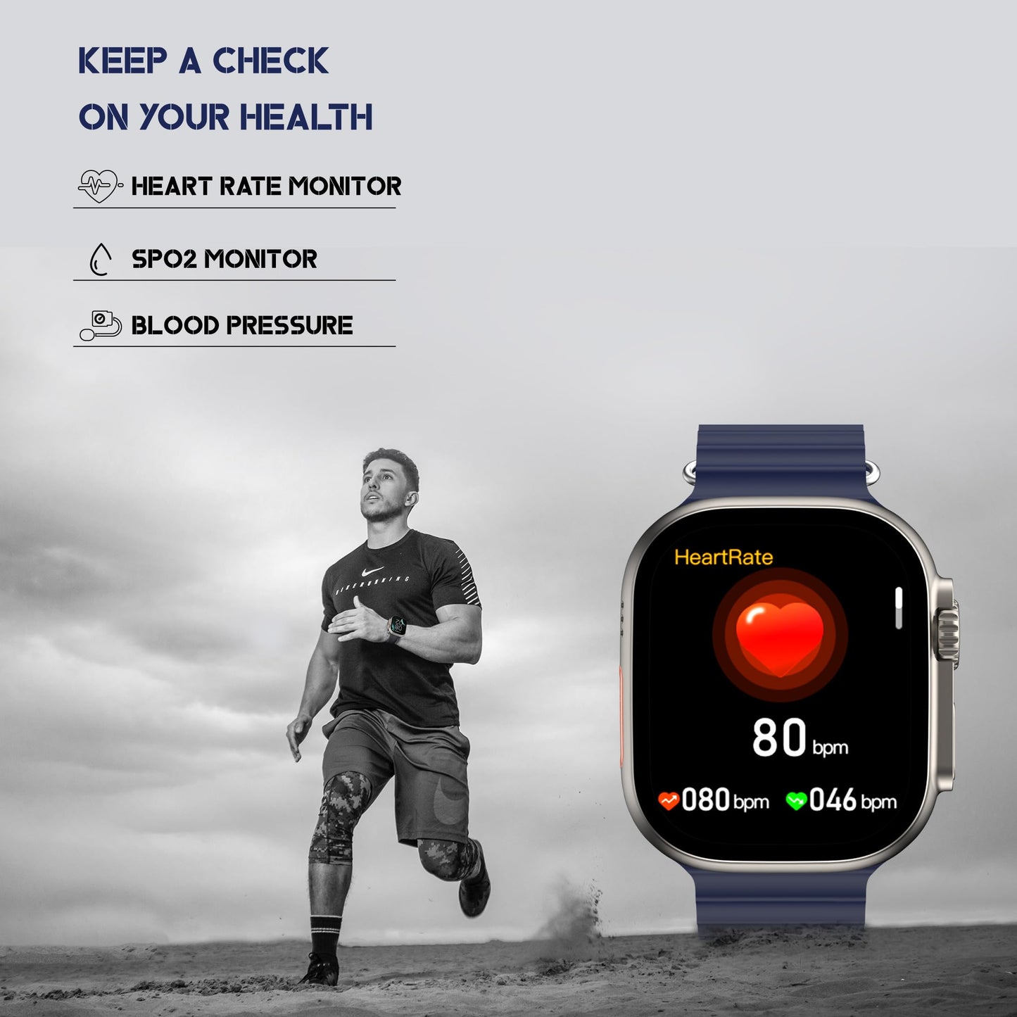 (Refurbished) HAMMER Active 2.0 1.95" Display Bluetooth Calling Smart Watch with Metal Body, in-Built Games, Wireless Charging, AOD, 600 NITS Brightness (Black)