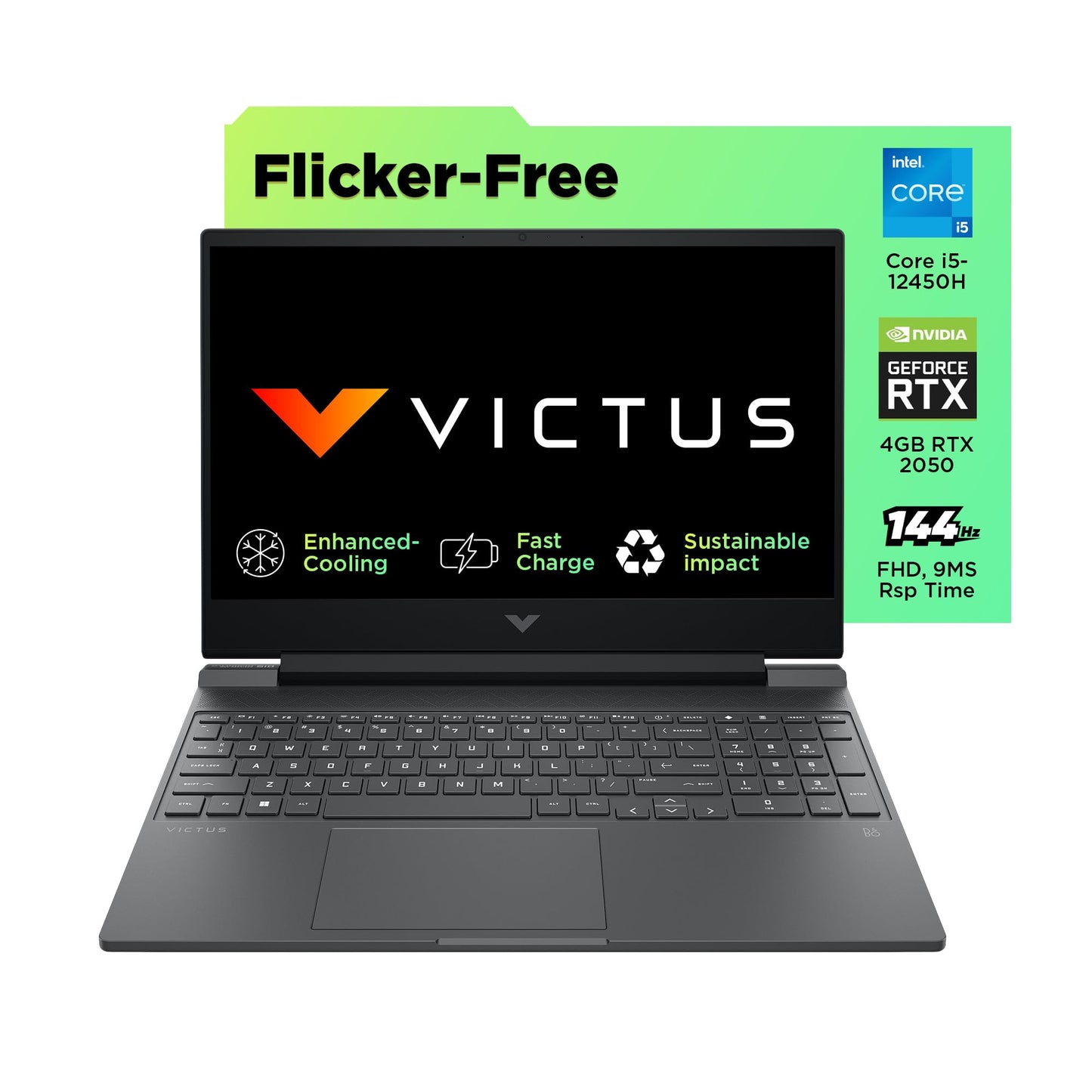 HP Victus, 12th Gen Intel Core i5-12450H, NVIDIA RTX 2050 Gaming Laptop (16GB DDR4, 512GB SSD), 144Hz, IPS, 15.6"/39.6cm, FHD, Win 11, Office 21, Blue, 2.3kg, Enhanced Cooling, fa1227TX/fa1314TX