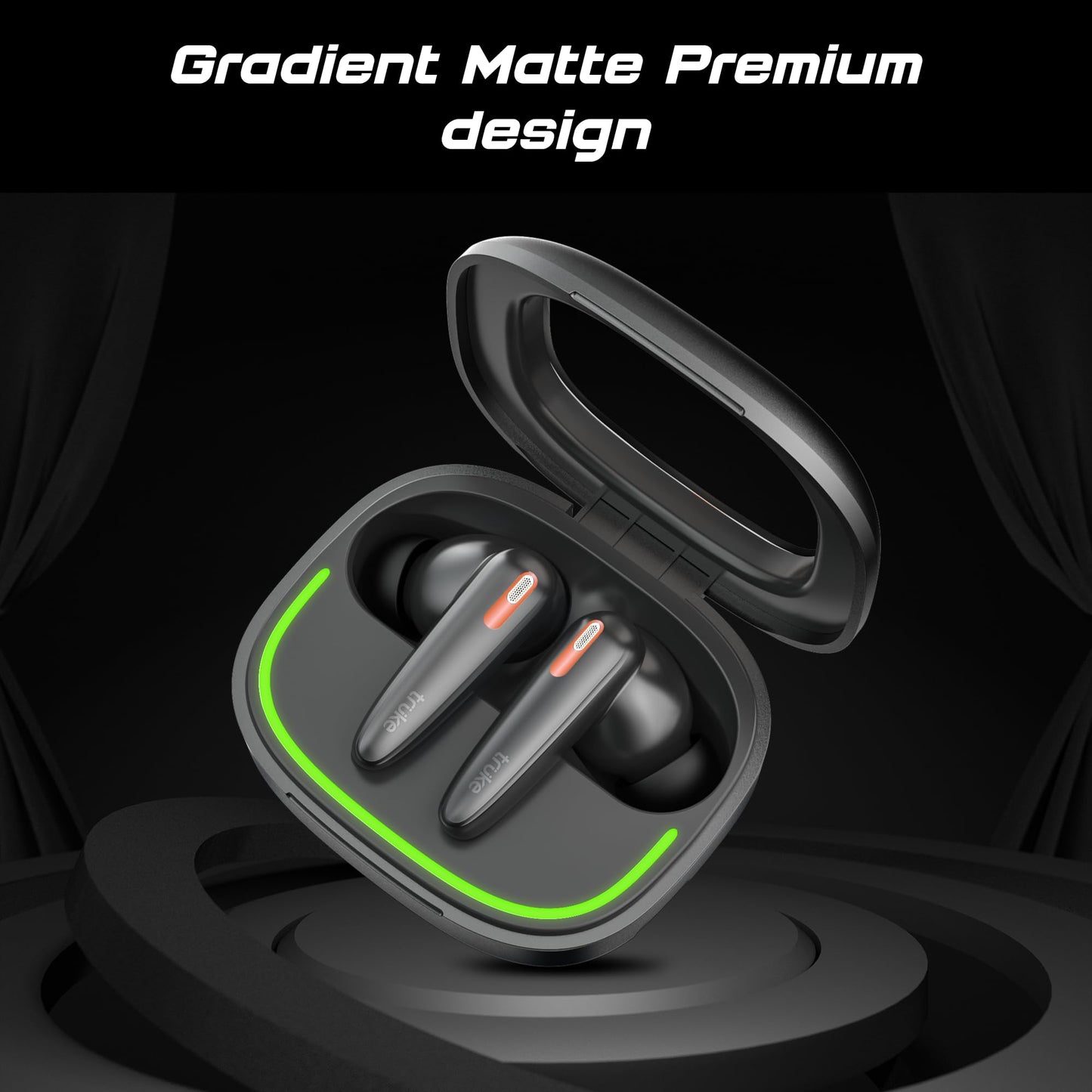 truke New Launch Crystal Bass True Wireless in Ear Earbuds with 13mm Drivers, 70H Playtime Fast Charge, Made in India, HiFi Sound TWS, 40ms Low Latency, 4Mics ENC, BT 5.4 (Matte Black)