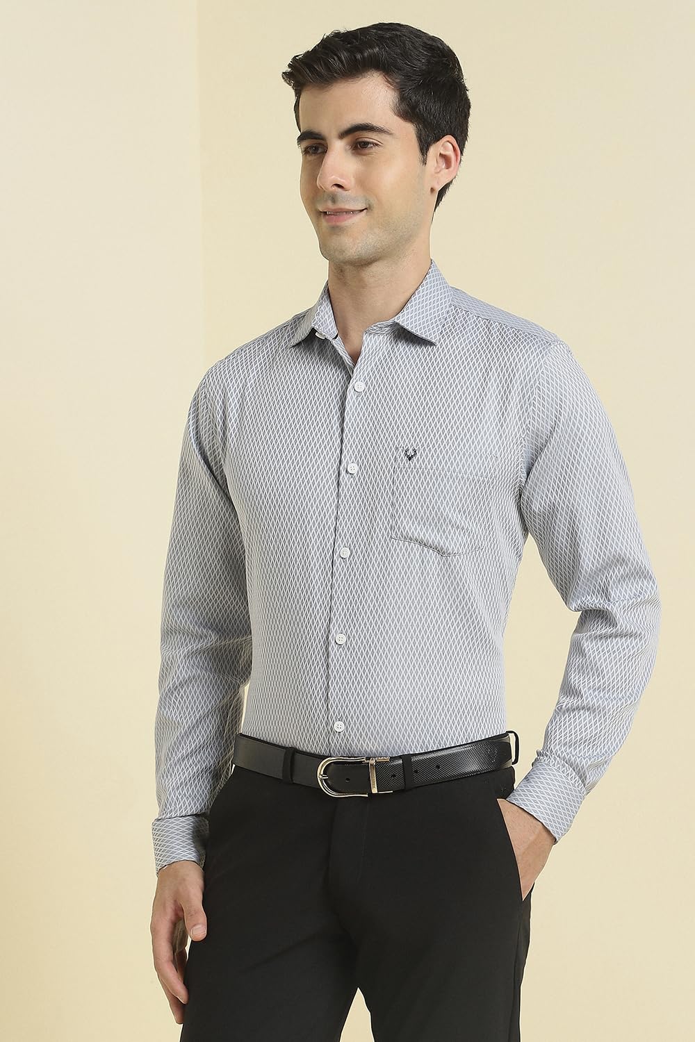 Allen Solly Men Cotton Slim Fit Shirt (ASSFQSPPQ37732_Grey, 42