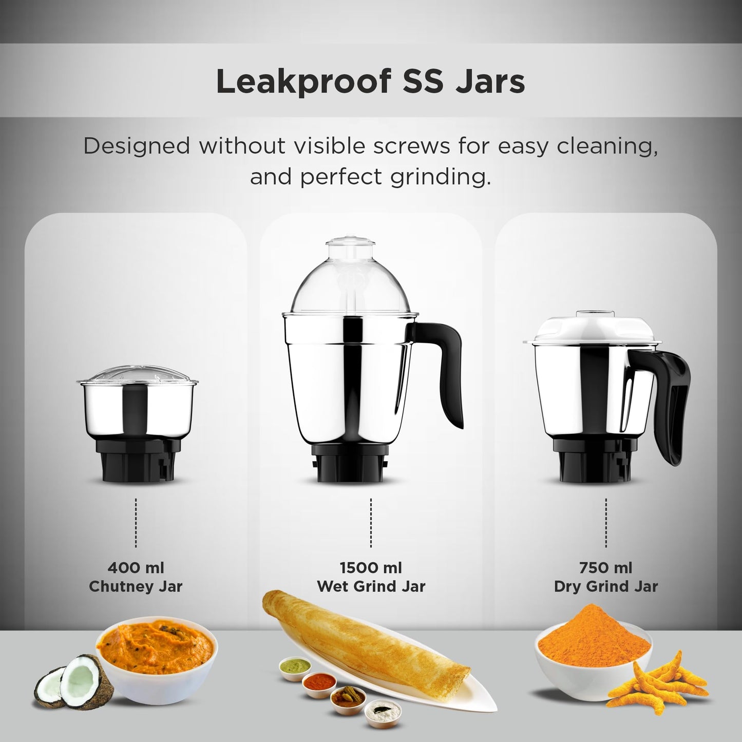 Butterfly Jet Elite Mixer Grinder, 750W, 4 Jars (Grey)