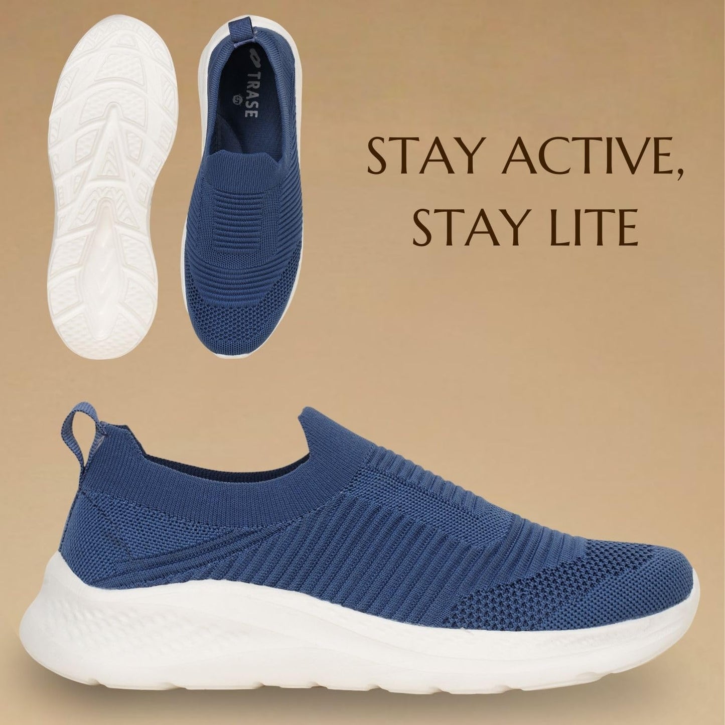TRASE Walking Shoes for Women | Breathable & Comfortable Knitted Upper | Lightweight, Washable and Flexible Ladies Footwear (Teal-Blue, 5 UK)