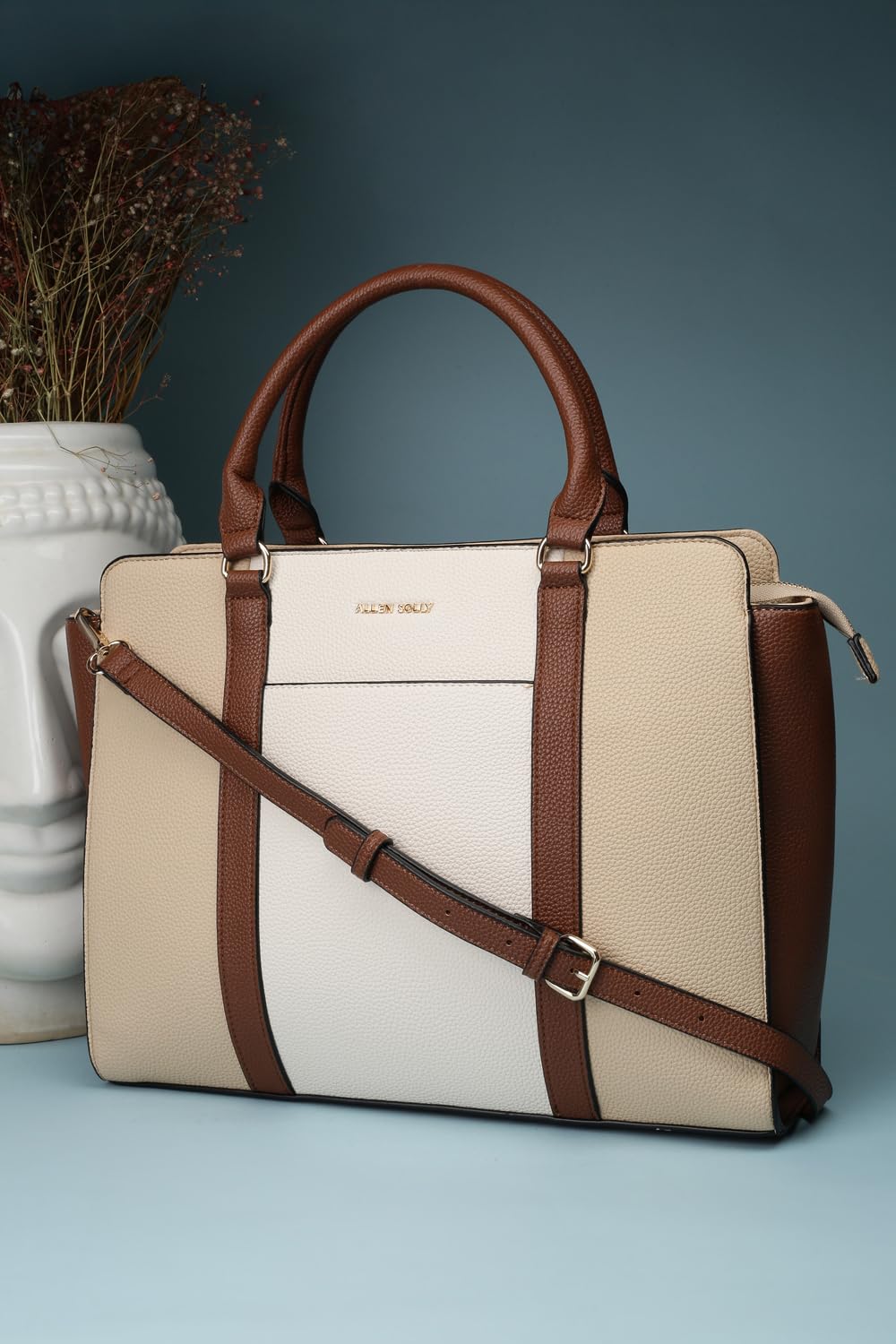 Allen Solly Women Colourblocked And Textured Laptop Handbag