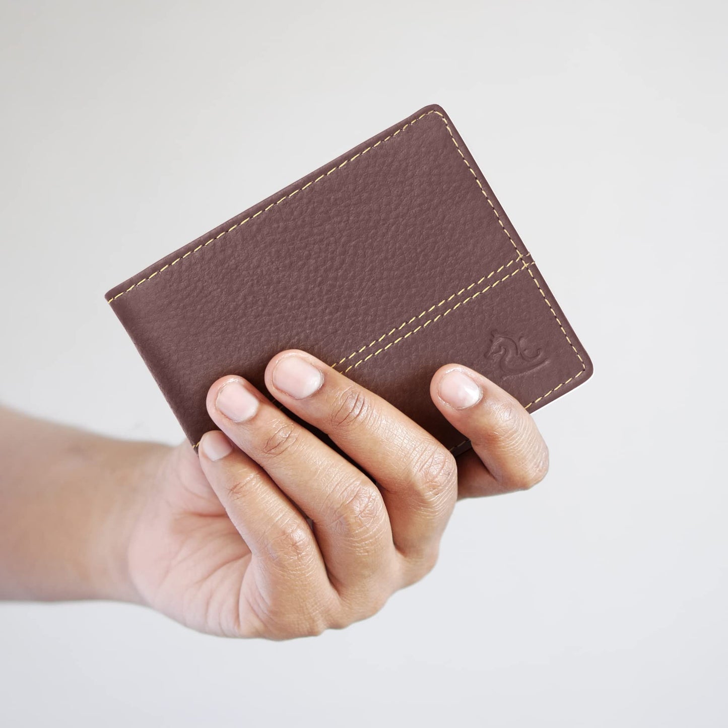 KARA Genuine Leather Maroon Wallet for Men - Bifold Contrast Stitch Men's Wallet with 7 Cards Slots