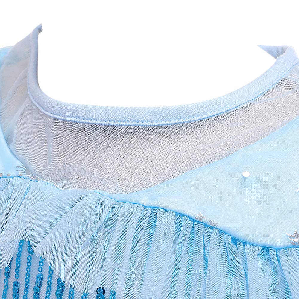 Hopscotch Girls Sequin Embellished Floor Length Ball Gown In Blue Color For Ages 4-5 Years