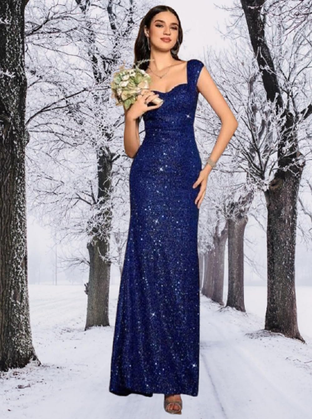 Fashion Fit Art Velvet Embroidery Work Fish Gown for Women (in, Alpha, M, Regular, Blue)