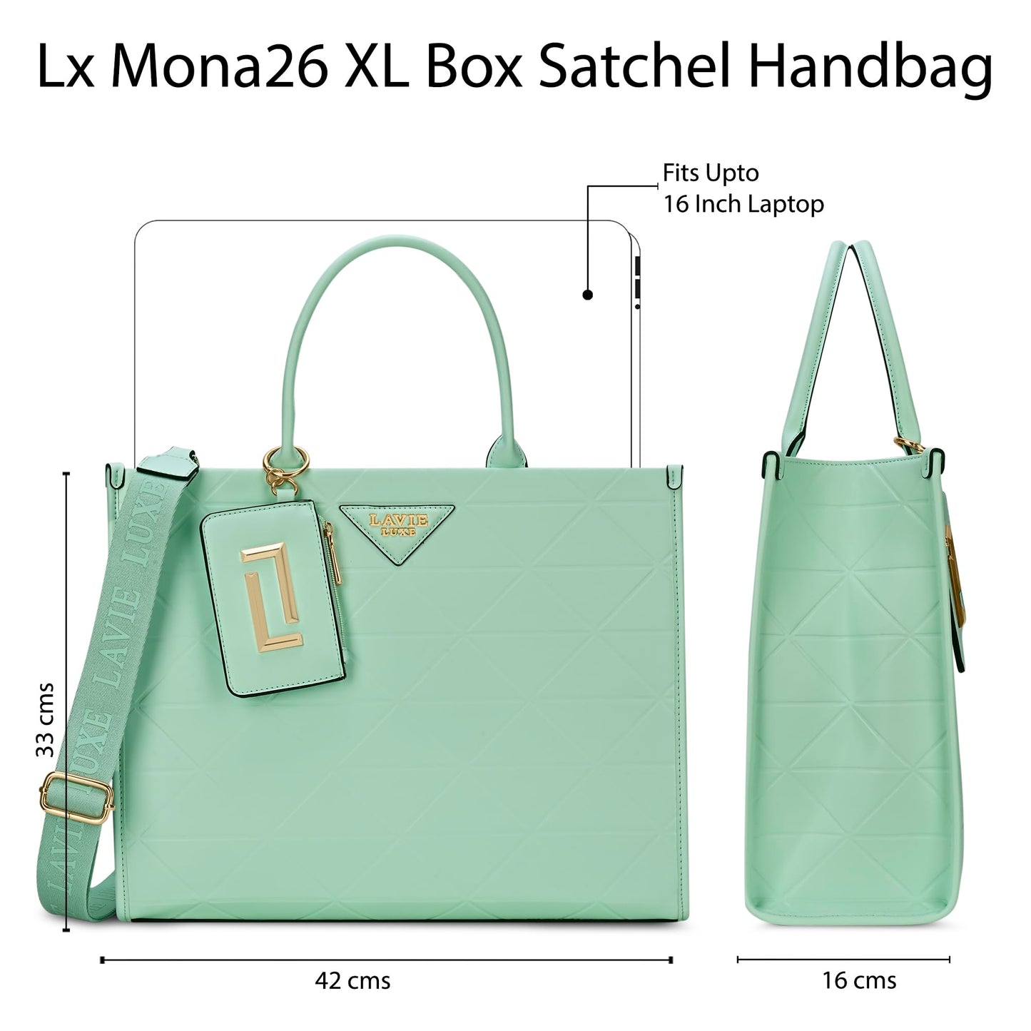 Lavie Luxe Women's Mona26 Extra Large Laptop Satchel Bag | Upto 16 Inch | Satchel Handbag for Work | Ladies Purse | Stylish Shoulder Bag | Gift for Women