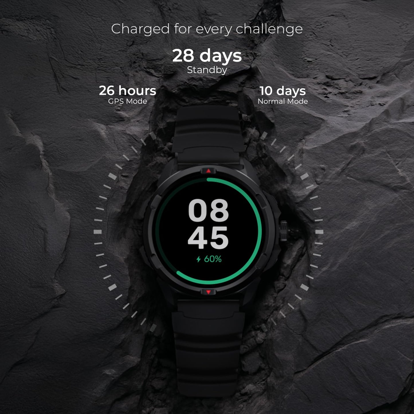 Noise Endeavour Pro Outdoor Rugged Military Smart Watch, Titanium Alloy Bezel, Dual-Band GPS, 164ft Water Resistance, 28 Days Battery on Standby, AI Companion, for iOS & Android (Driftstone Beige)
