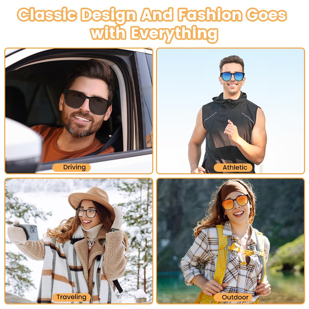 QJF Smart Glasses Anti Blue Light Bluetooth Glasses Built-in Mic & Open Speakers, Voice Assistant, for Reading/Office/Work Unisex (Transparent color)