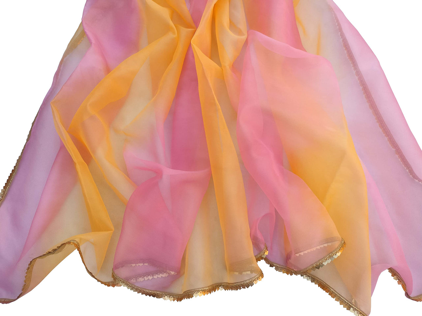 faith visit women's tie dye organza dupatta (pink) Free Size
