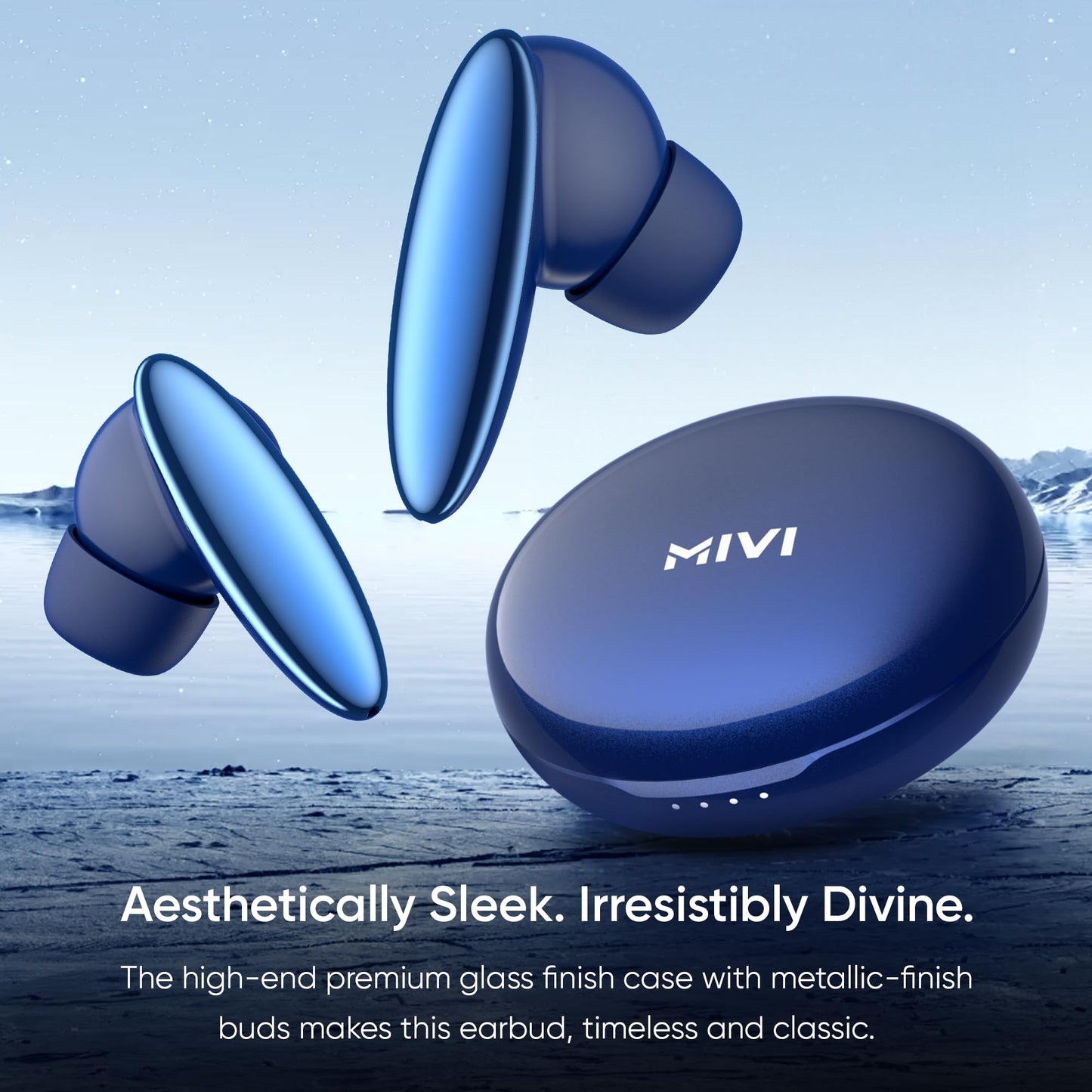 Mivi DuoPods A750 in Ear Ear Buds Wireless - 55H Playtime, USB Type-C Fast Charging, AI-ENC, Multi-Device Support, IPX4, Premium Metallic Ear Buds, Made in India