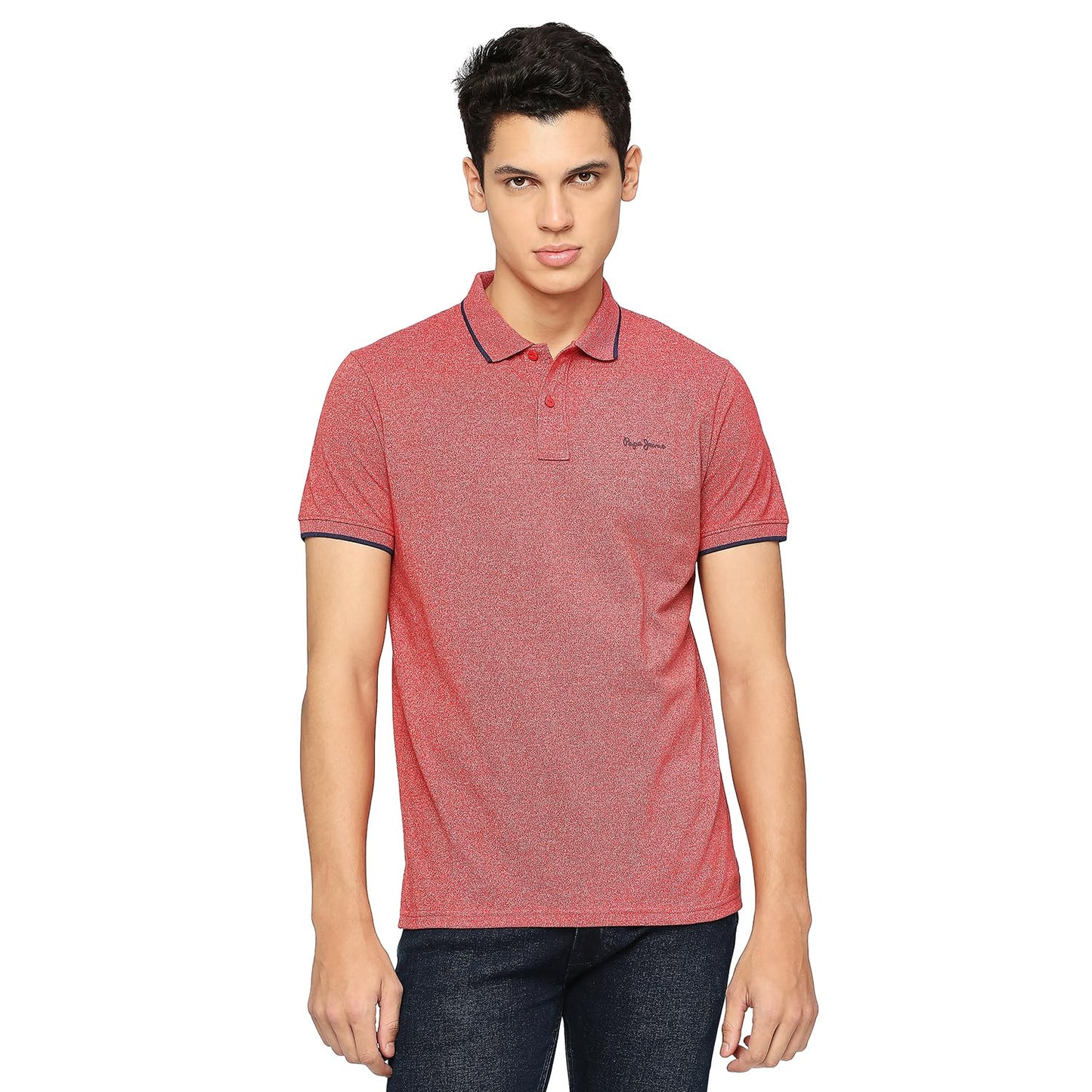 Pepe Jeans Men's Solid Regular Fit T-Shirt (PM542093_Dark RED