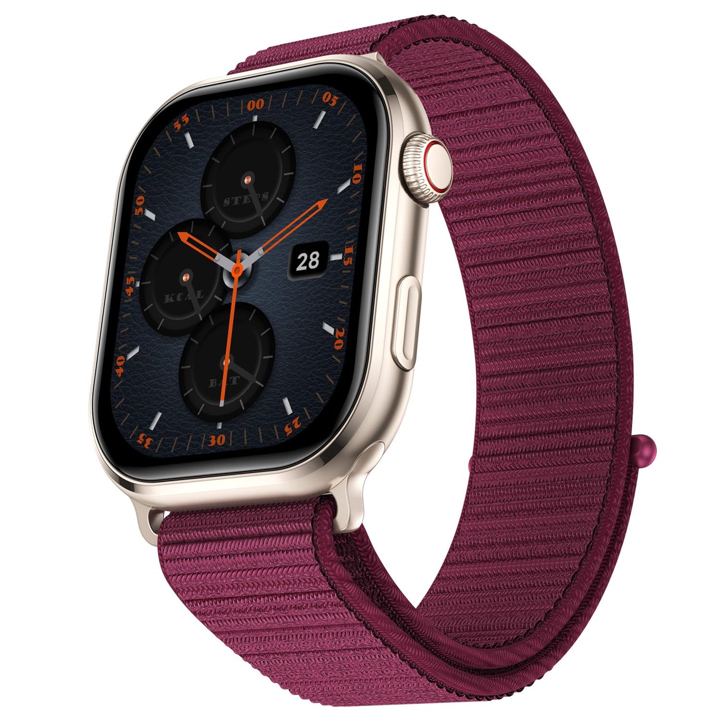 Fire-Boltt Brillia Pro Smart Watch with 51.3mm (2.02 inch) AMOLED Display, Bluetooth Calling, SpO2, Heart Rate Monitoring, 120+ Sports Modes, IP67 Waterproof, Long Battery Life, Nylon Strap (Wine)