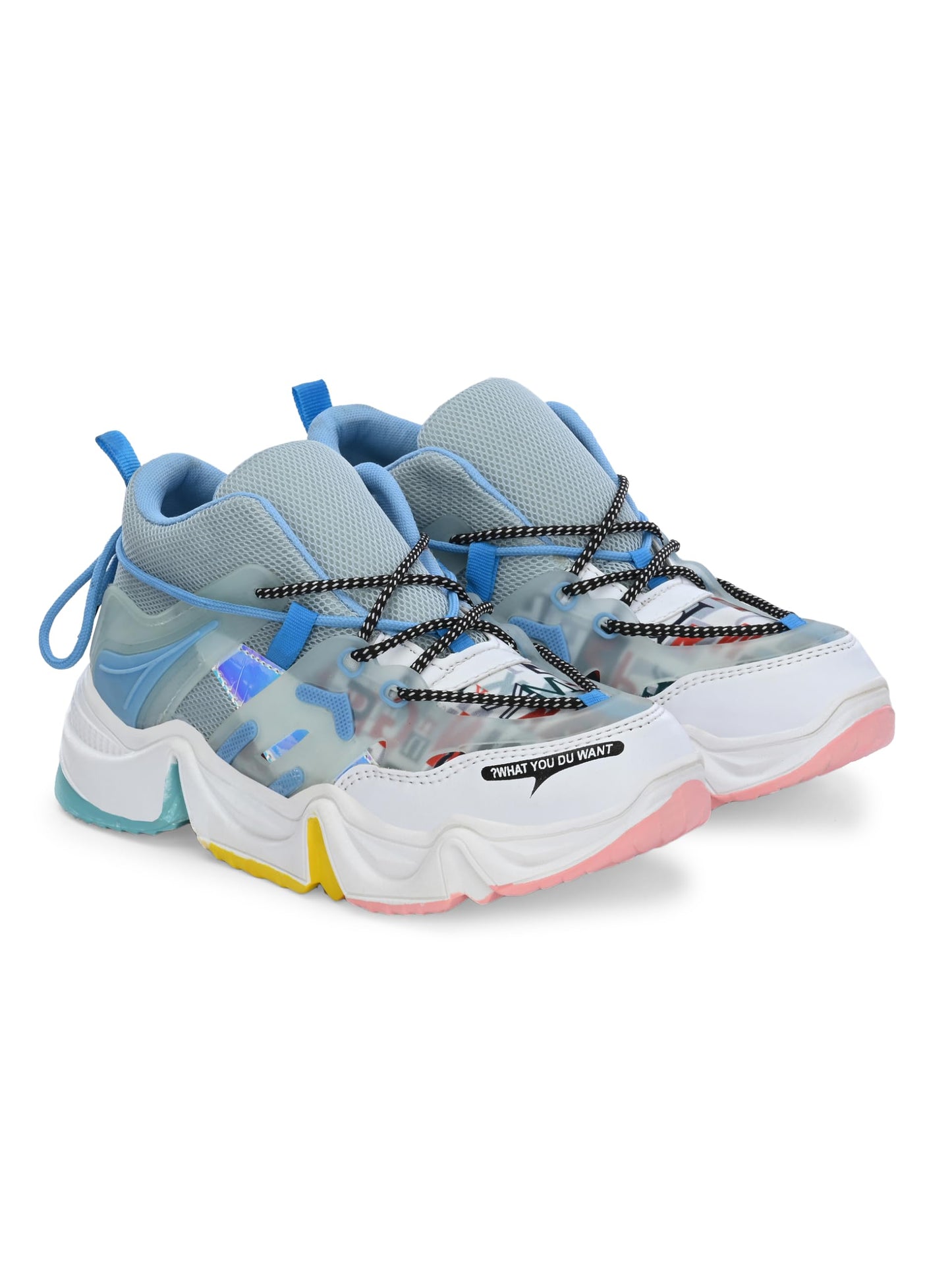 KNOOS Blue Synthetic Leather Walking Ankle Casual Shoes for Women and Girls - 6 UK