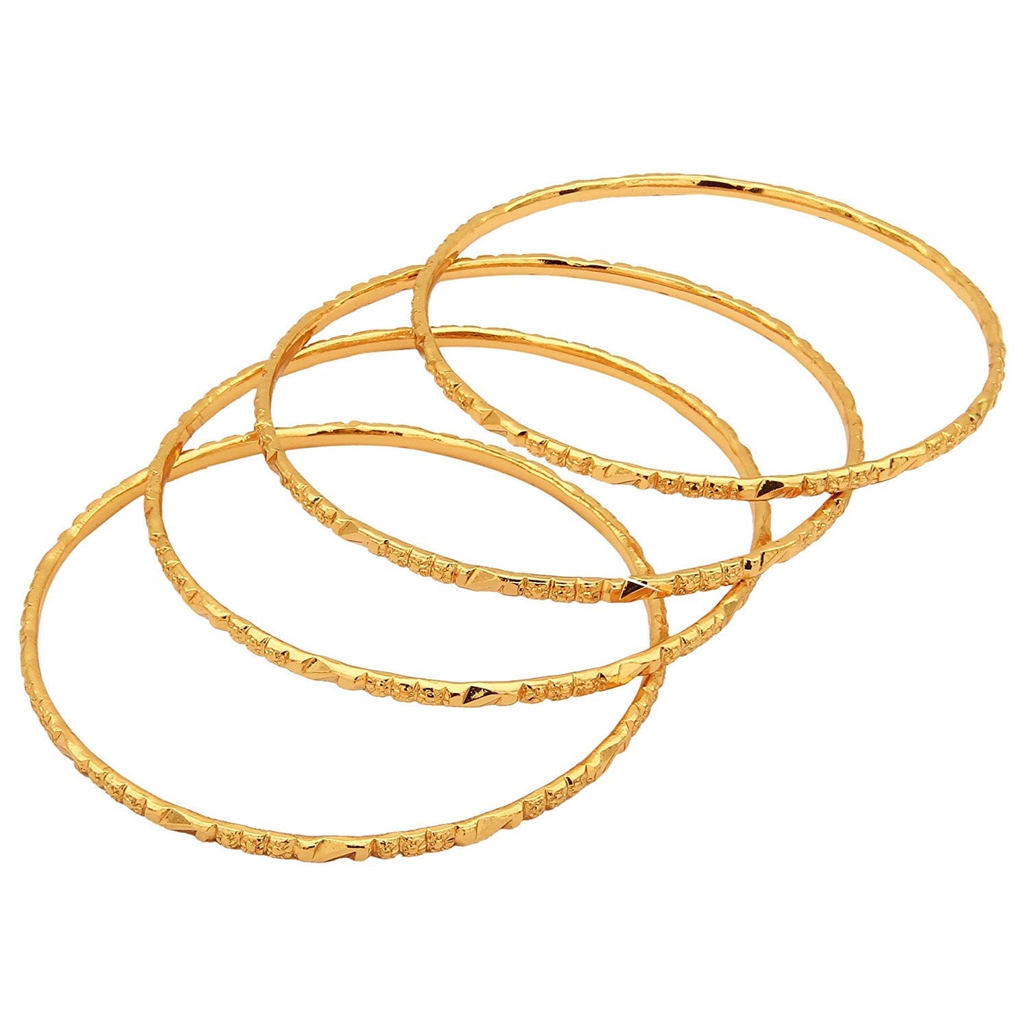 SUKRA GOLD 1 Gram Micro Gold Plated Traditional Designer Trendy Plain Bangles Sets for Women & Girls (2.4)
