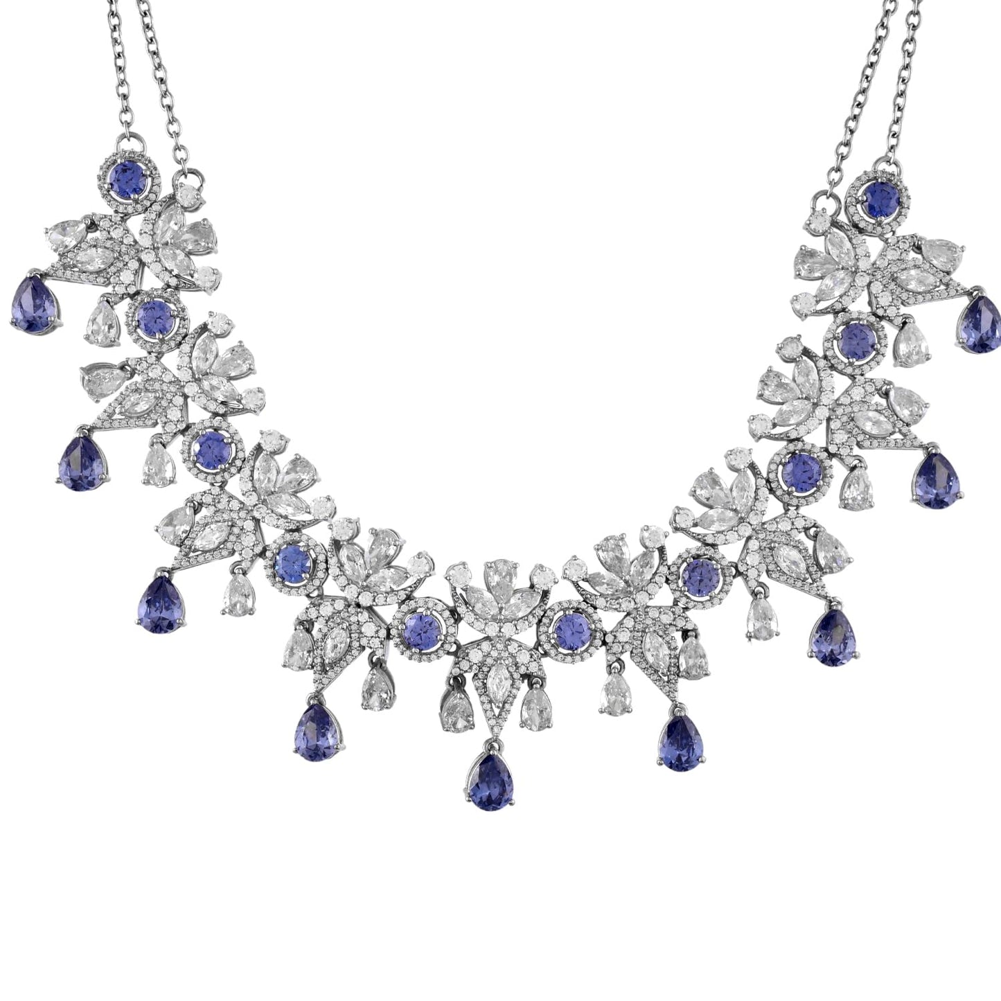 VOYLLA Before Sunrise Statement Necklace Set|Necklace Set For Women|American Diamond|Party|Wedding|Festive|Gift For Women| (Amarina)