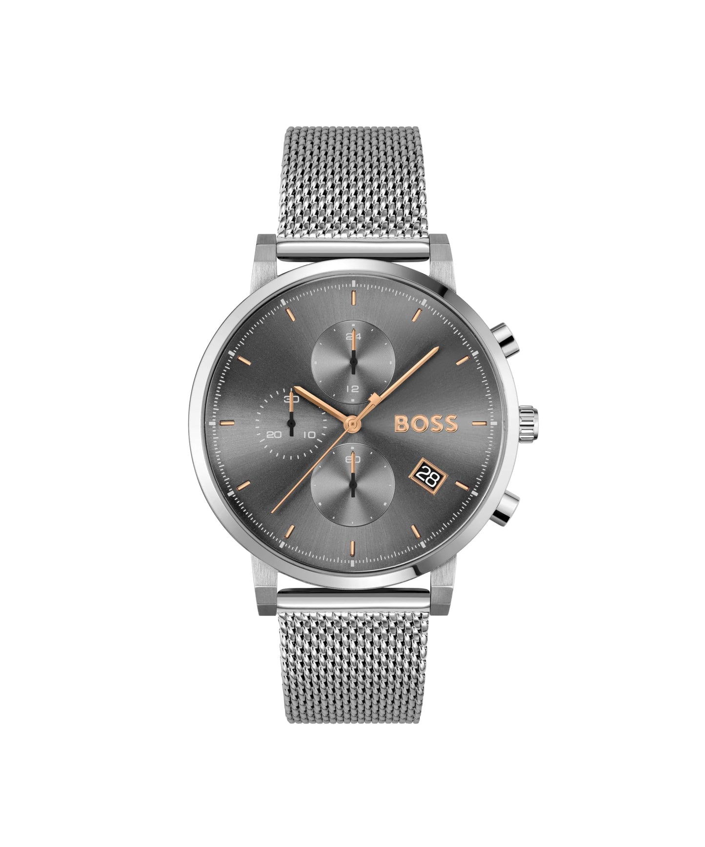 BOSS Hugo Stainless Steel Analog Grey Dial Men Watch-1513807, Silver Band