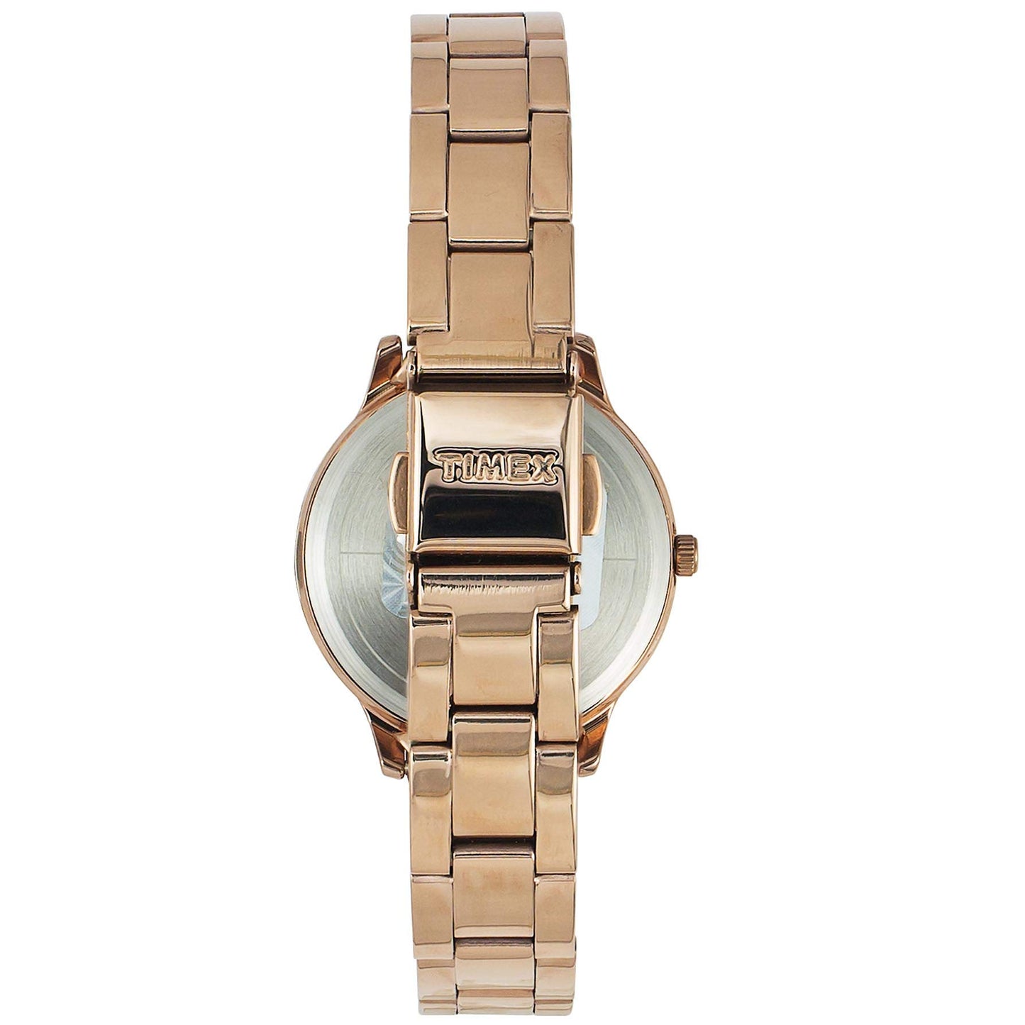 TIMEX Analog Watch for Women with Blue Round Dial & Rose Gold Stainless Steel Bracelet Band Water Resistant Women's Wrist Watches - TW000T631