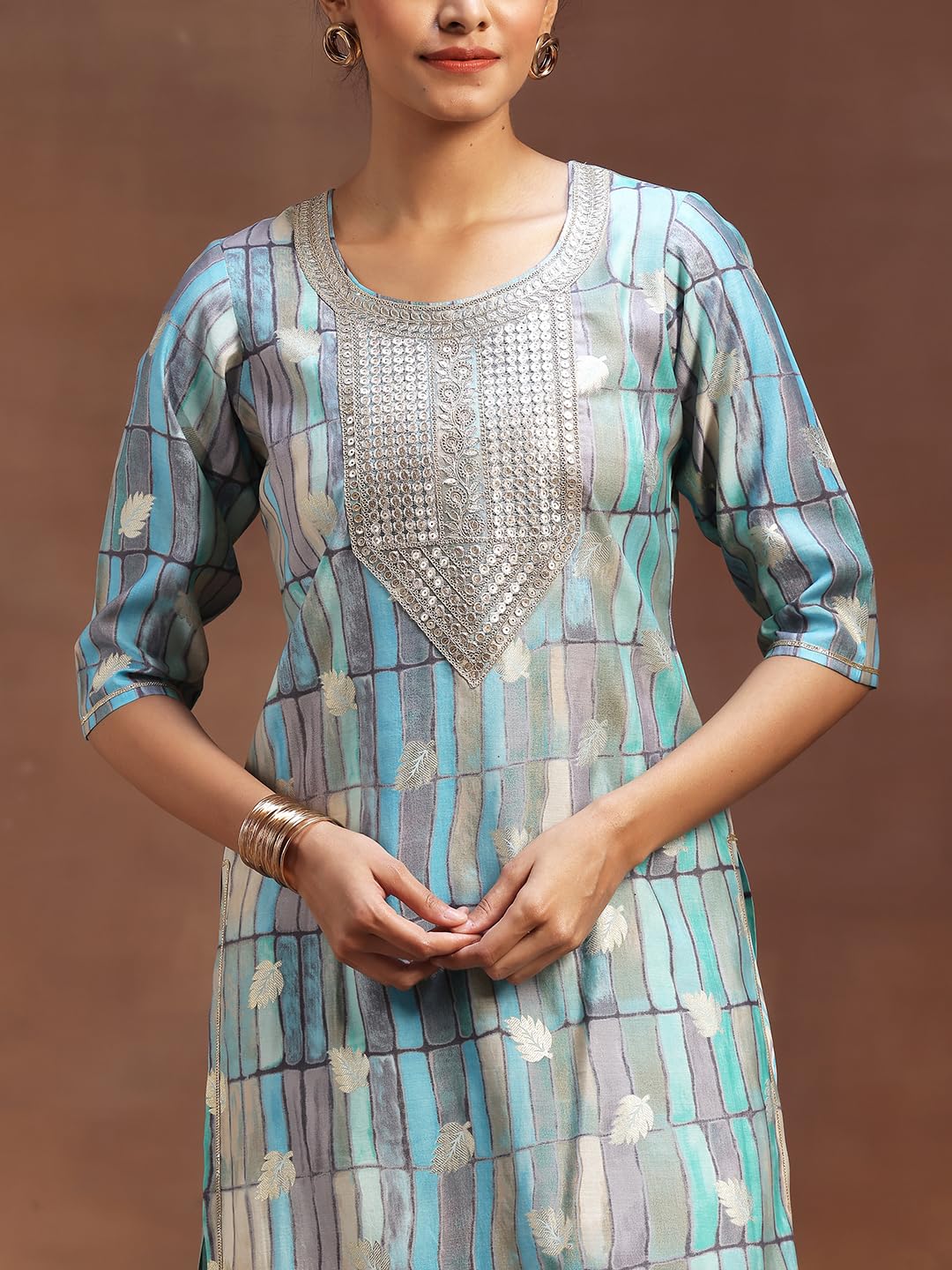 Libas Women's Silk Blend Kurta Set (36693O_Blue