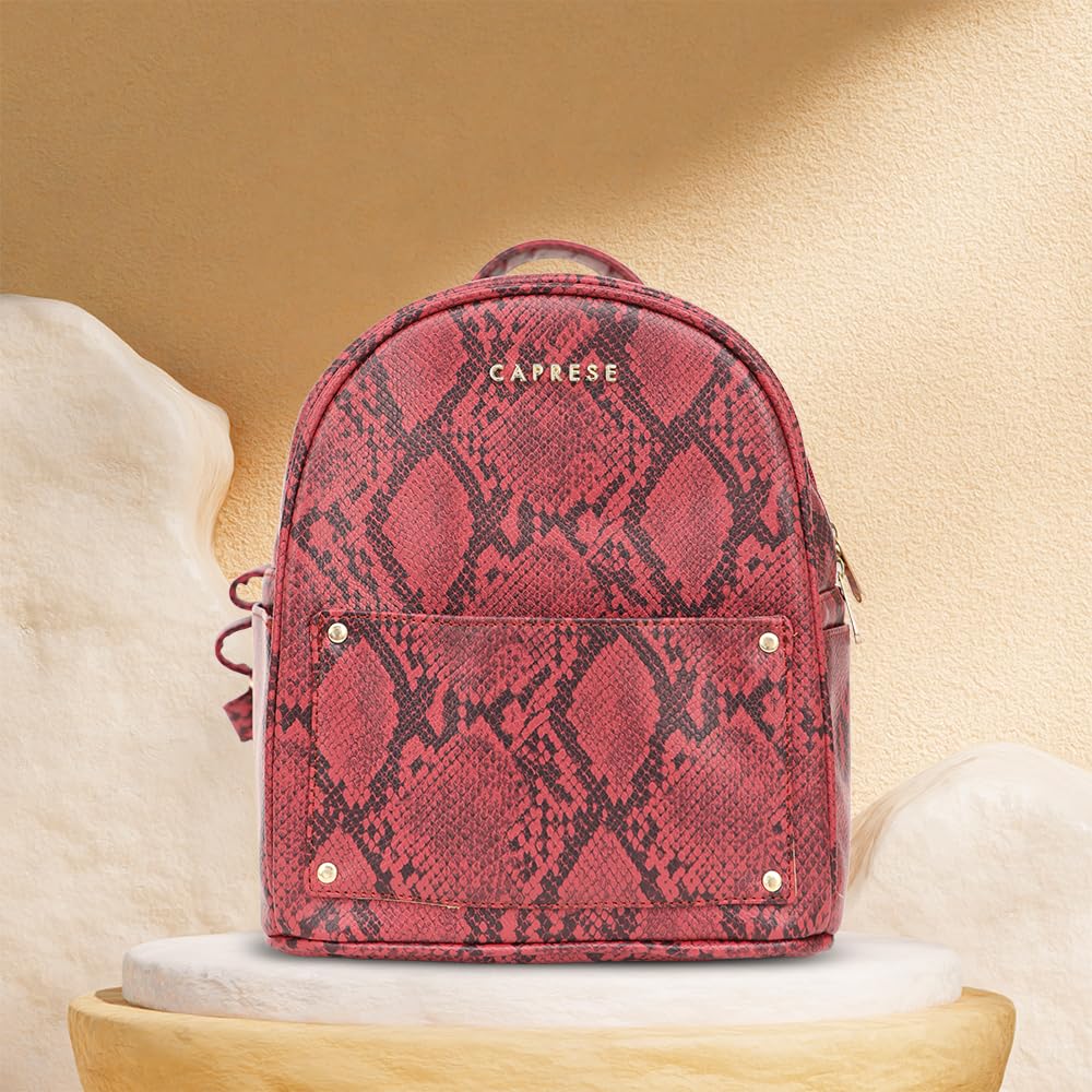 Caprese Canes Casual Backpack, Small | Fashion Backpack for Women with Adjustable Strap & Secure Zip Closure | Spacious, Versatile for Everyday Outings and Travel | Ideal for Students (Burgundy)