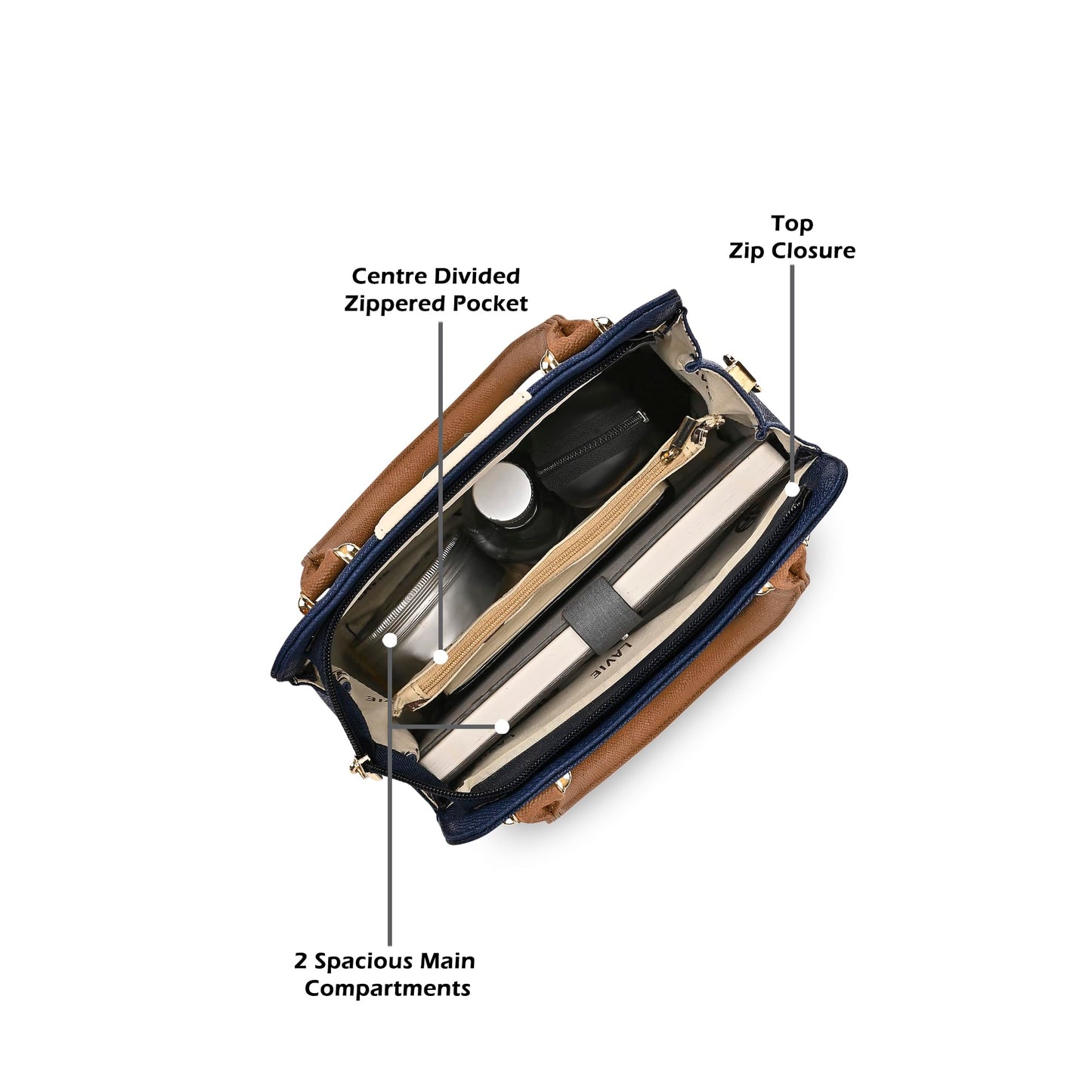 Lavie Luxe Women's Ashwa Satchel Bag for Women | Satchel Handbag for Work | Ladies purse | Stylish Shoulder Bag | Gift for Women