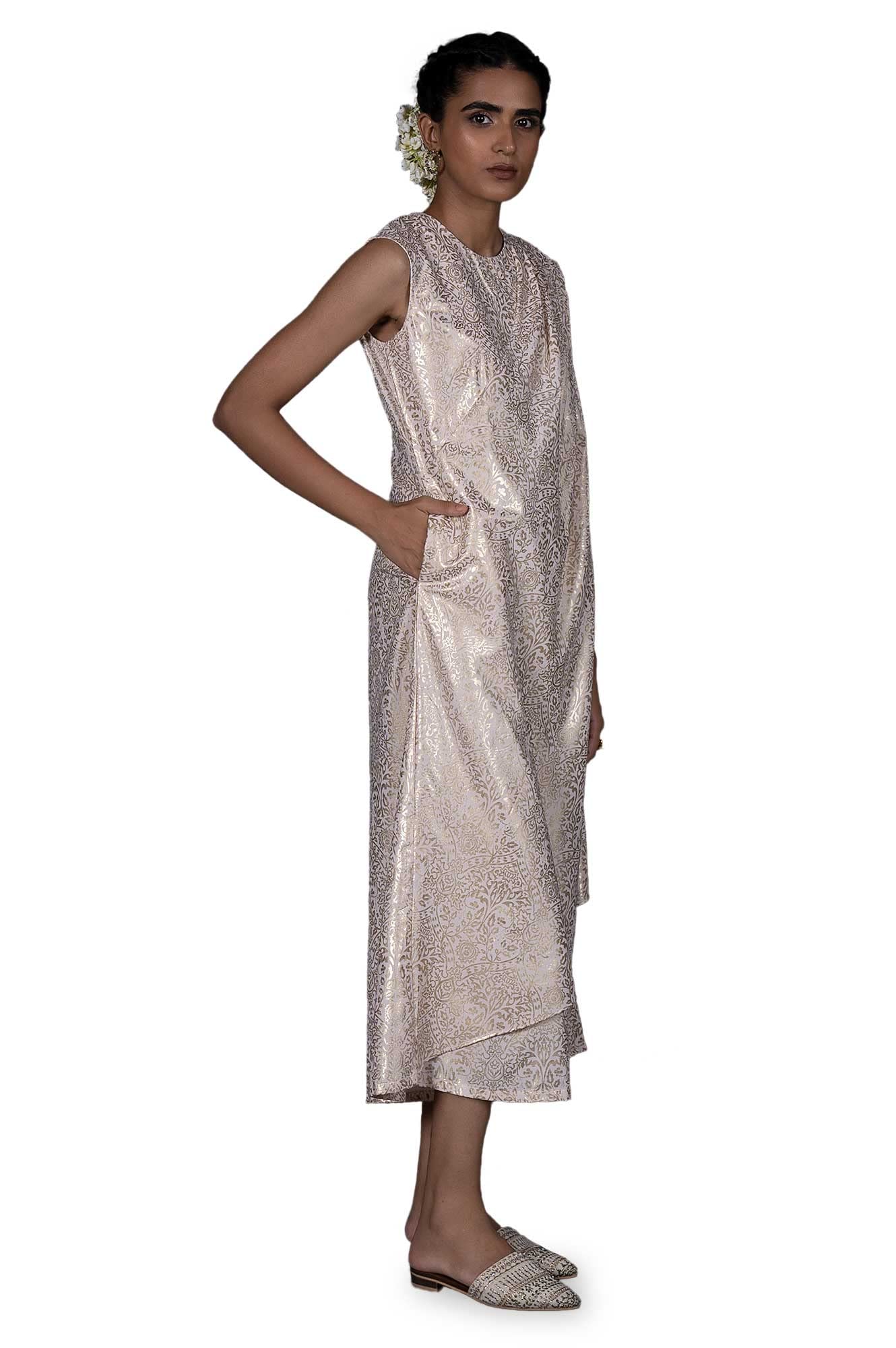 W for Woman Pink Draped Style Festive Printed Jumpsuit_22AUW19333-121478_M