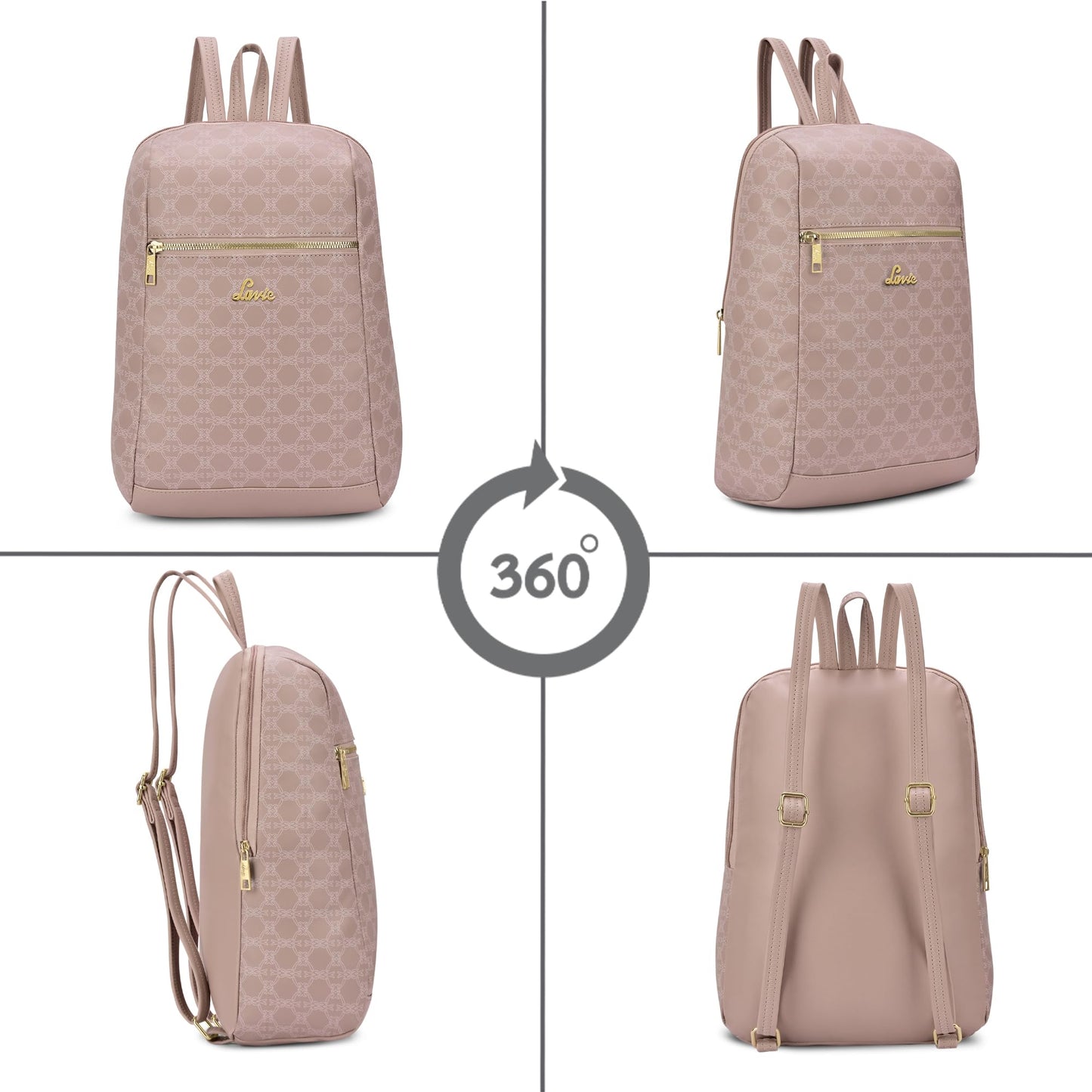 Lavie Women's Mono Cobie Monogram Print Fashion Backpack for Women | Fashion Backpack for Work | Ladies purse | Stylish Shoulder Bag | Gift for Women