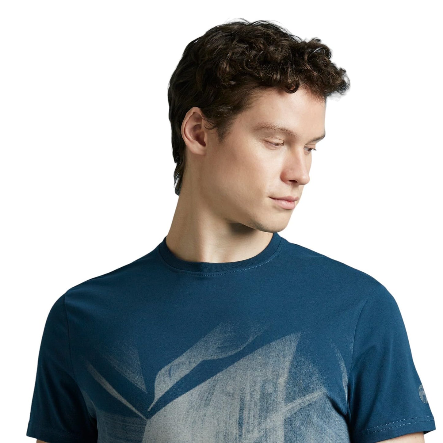 Teal Abstract Print Short Sleeved T-Shirt