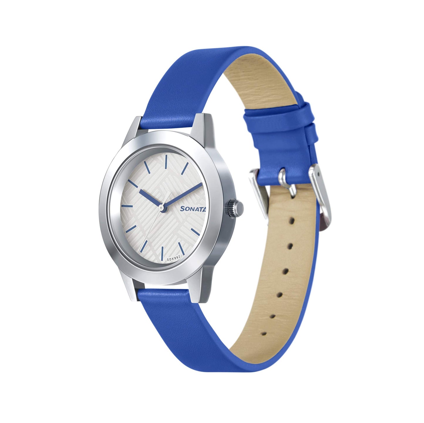 Sonata Splash White Dial Women Analog Watch With Leather Strap-NR87019SL15