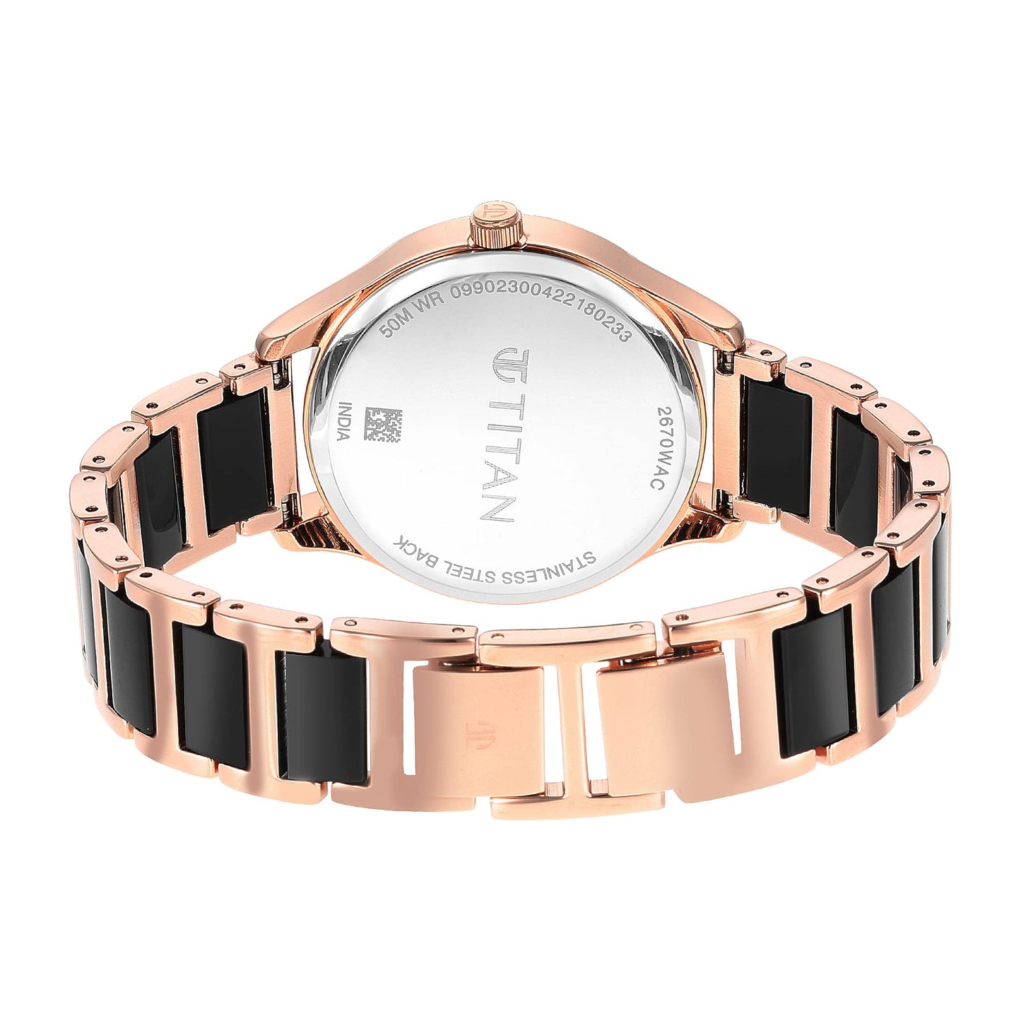 Titan Purple Acetate Black Dial Analog with Day and Date Metal and Acetate Strap Watch for Women-NS2670WD01/NT2670WD01