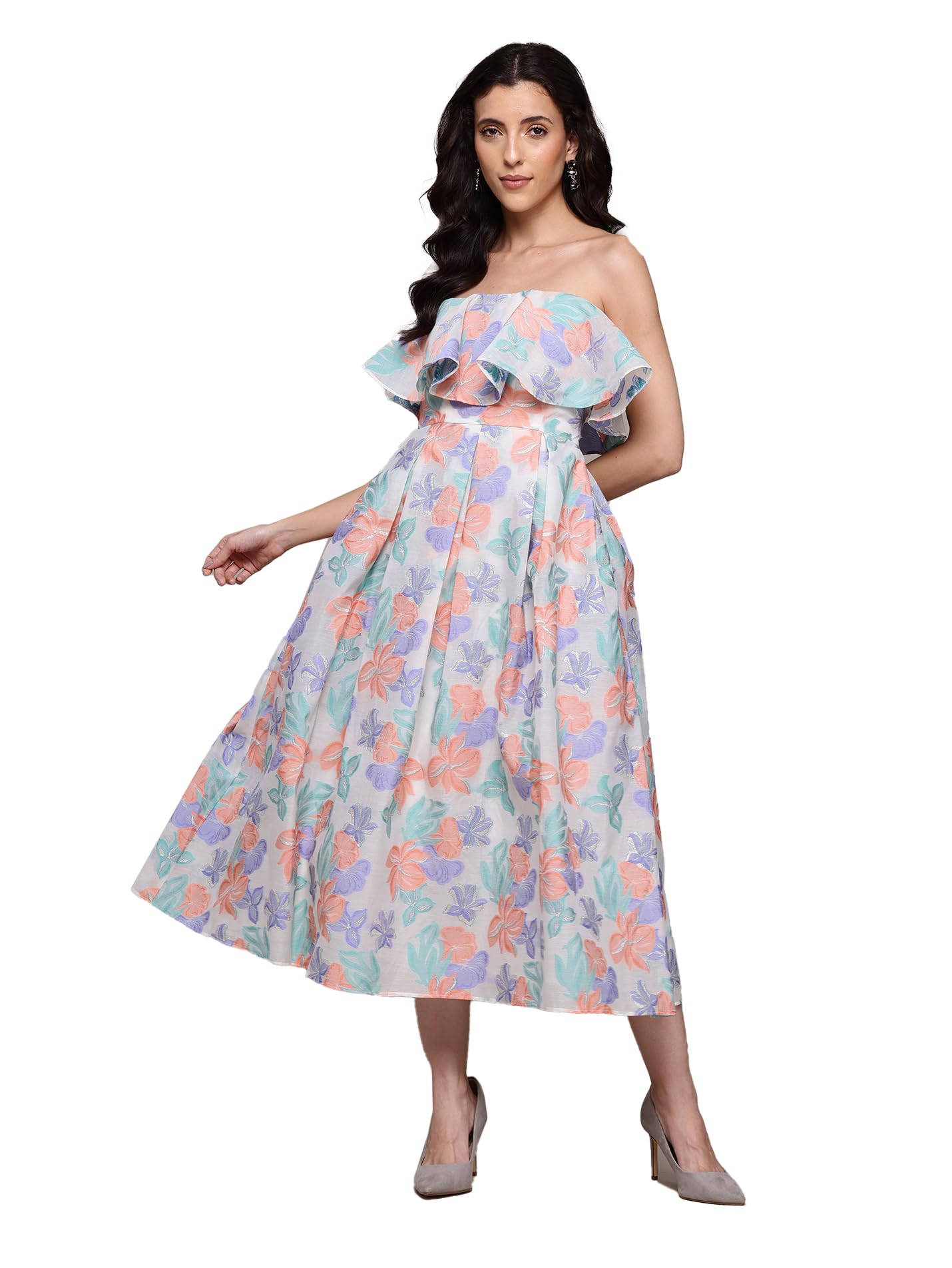 Label RITU KUMAR Multi Eloise Off-Shoulder Long Dress Multicolour