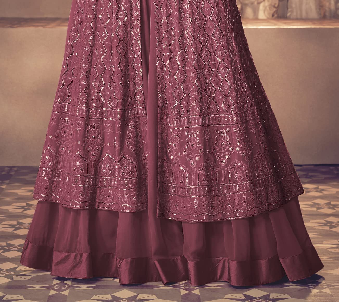 RUDRAPRAYAG anarkali georgette and santoon straight suits for women | anarkali suit for women readymade | gown in Clothing & Accessories (BADAMI)