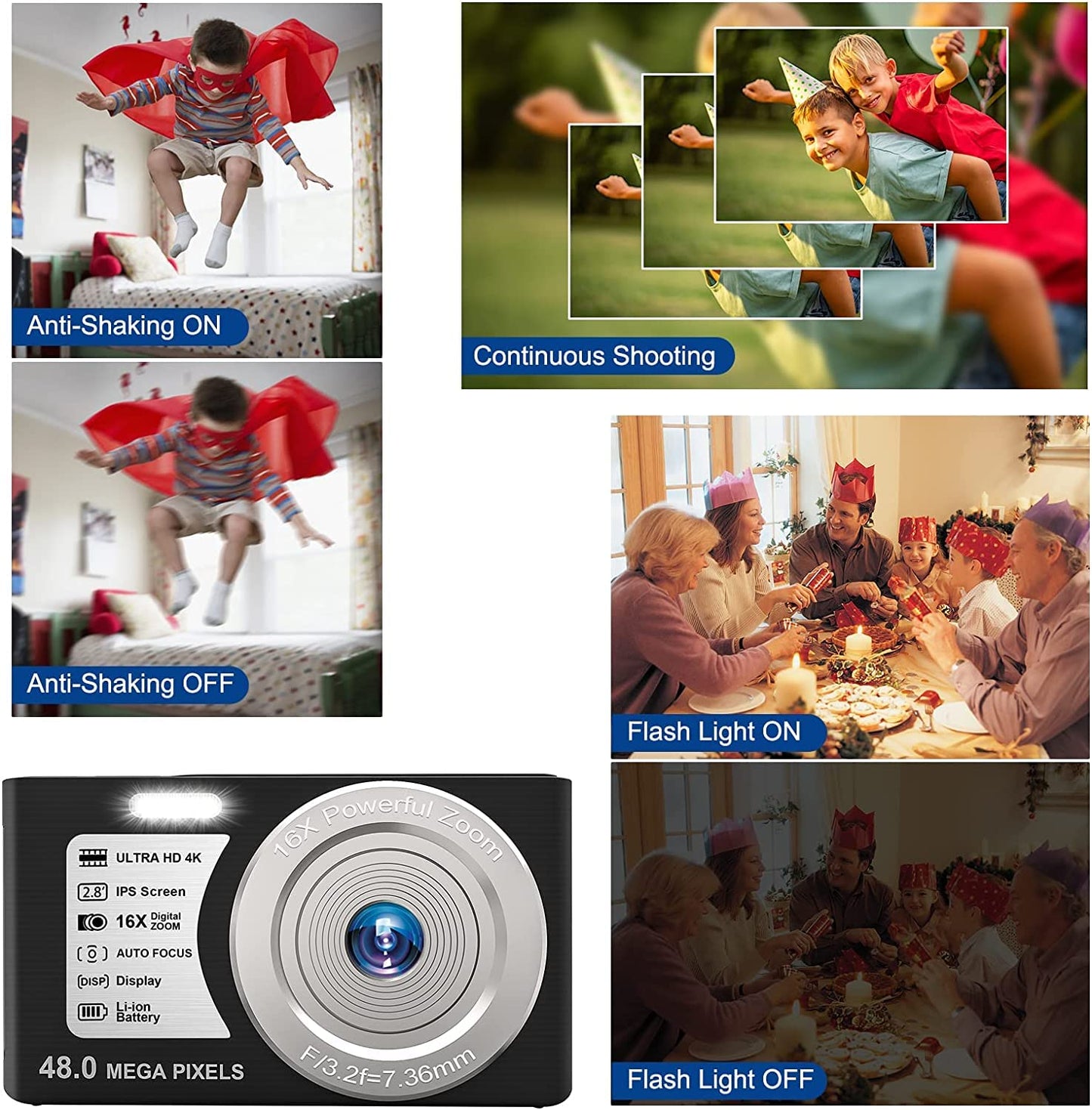 LEQTRONIQ 4K Digital 48 MP Camera with 32GB SD Card, 16x Digital Zoom & Autofocus for Recording, Vlogging, Streaming with 1 Year Warranty (2 Batteries)