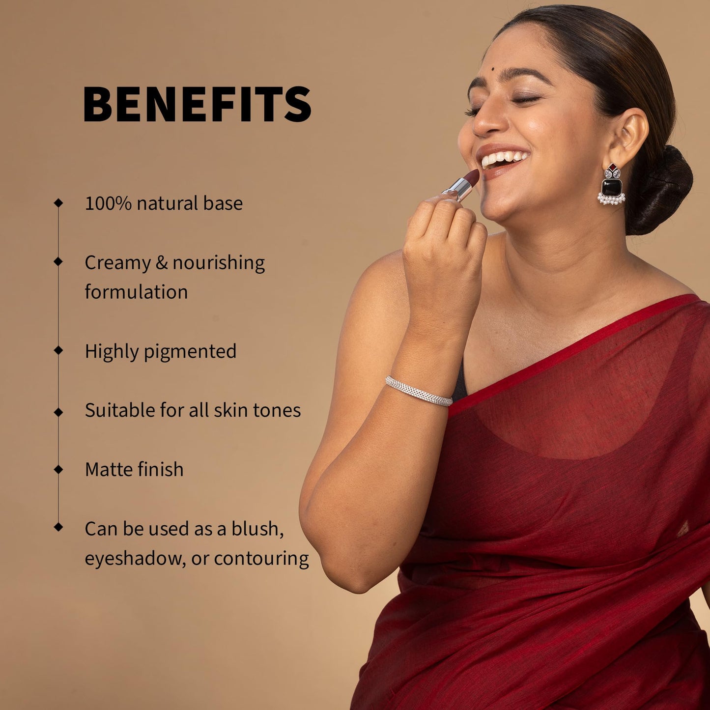 Barva Natural & Moisturising Lipsticks Made Using Pure Ghee, Kokum Butter And Mineral Colours, 4.3g (Wine Red 616)