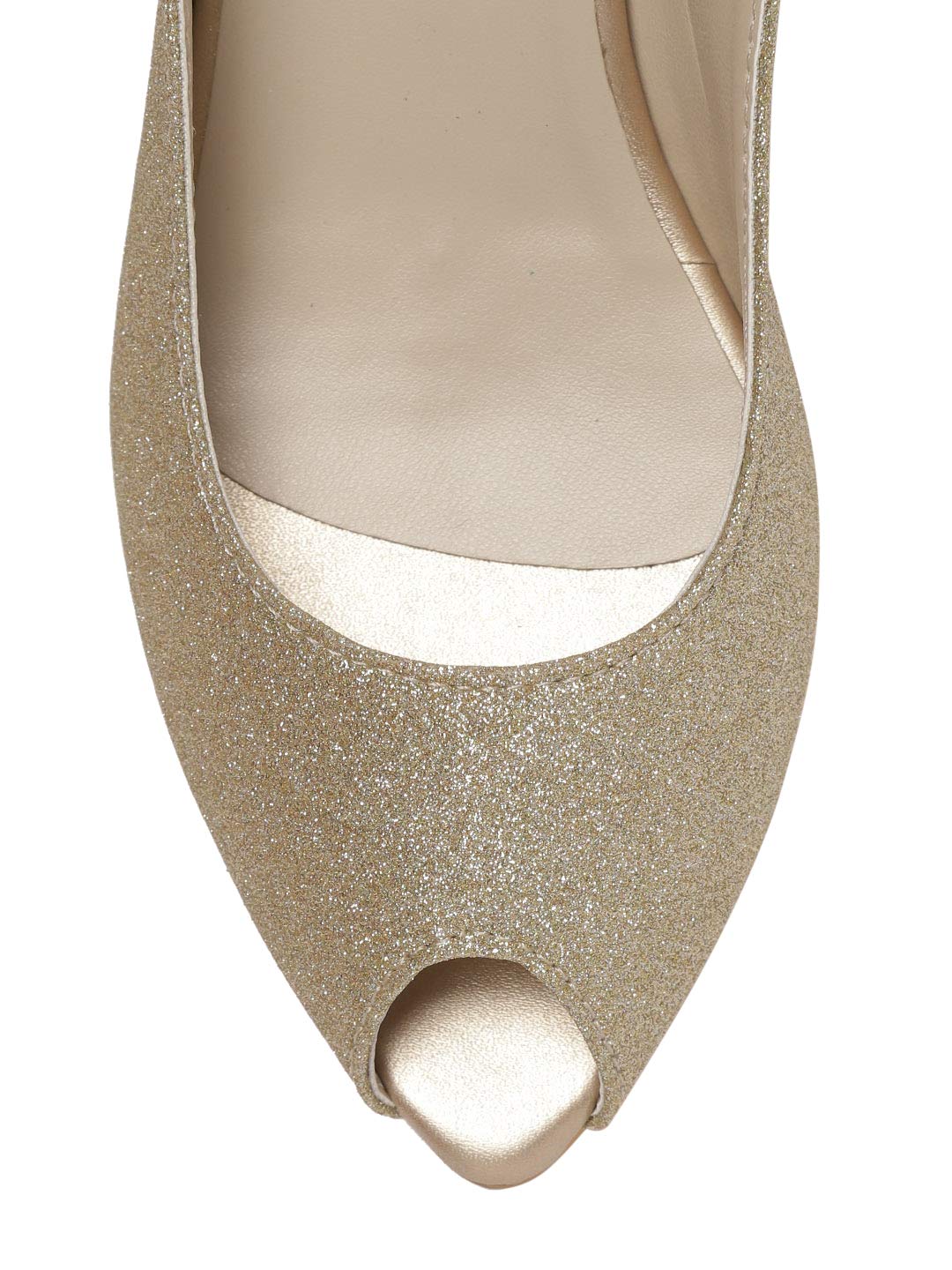 Marc Loire Women's Golden Peep Toe Block Heels Fashion Sandals, 5 UK