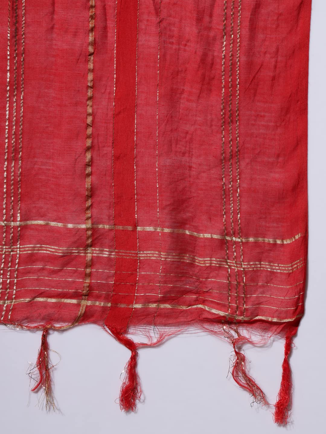 VredeVogel Women's Silk Blend Embroidered Straight Kurta & Trousers Pant With Dupatta (Green_X-Large, Regular Fit)